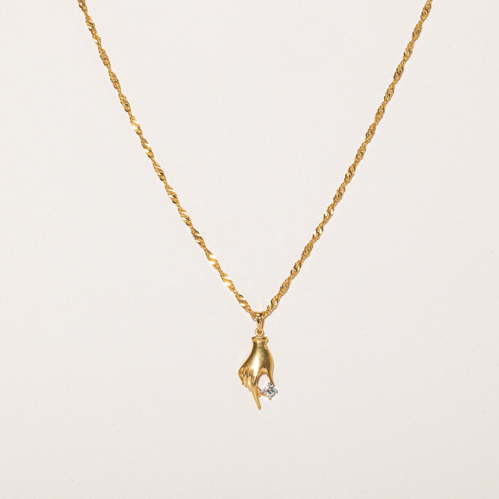 Diamond Hand Pendant & Necklace | 0.16ct | 15" |