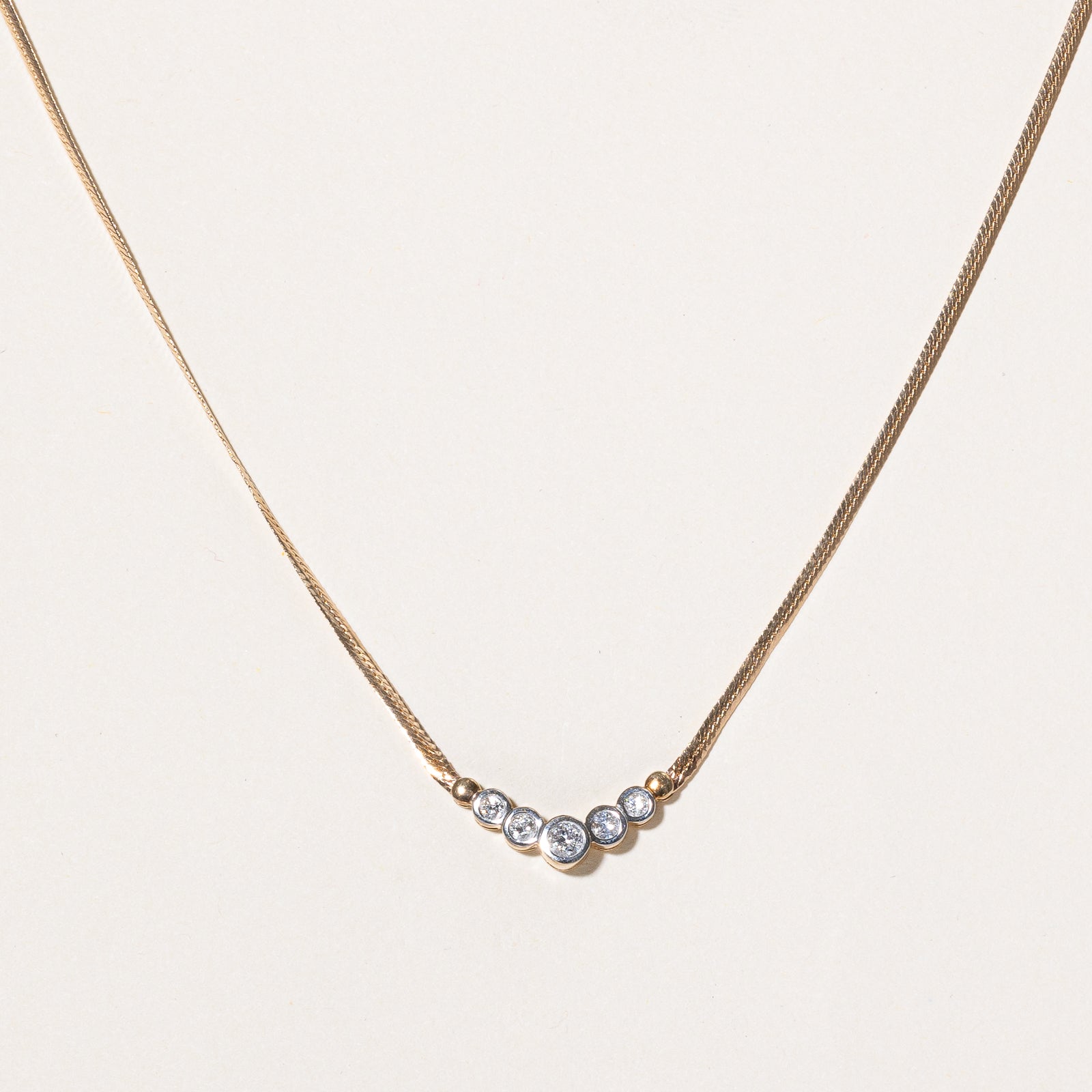 Diamond Bezel Set Scoop Pendant Necklace | 0.32ctw | 16" |