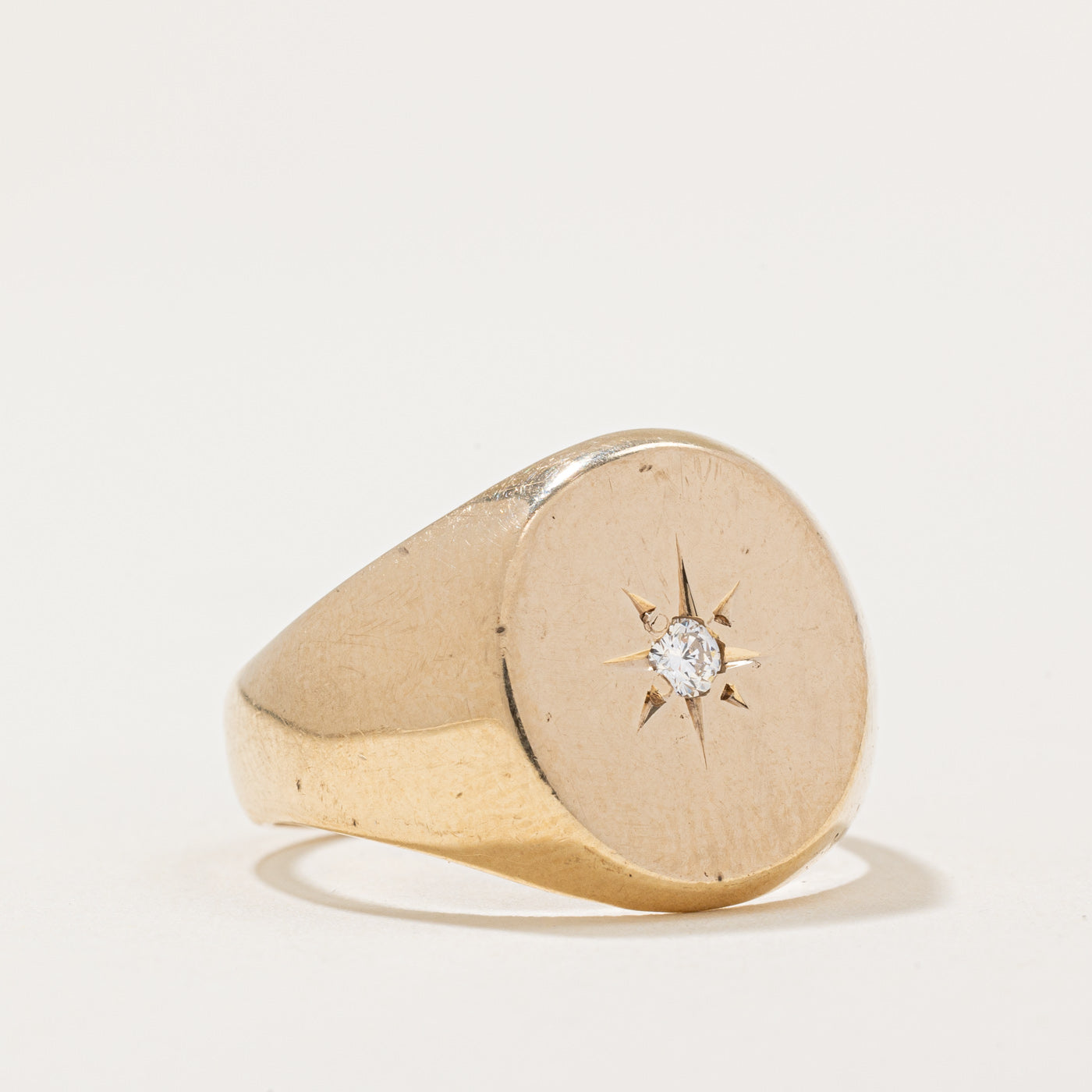 Flush Set Diamond Signet Ring | 0.06ct | SZ 8.25 |
