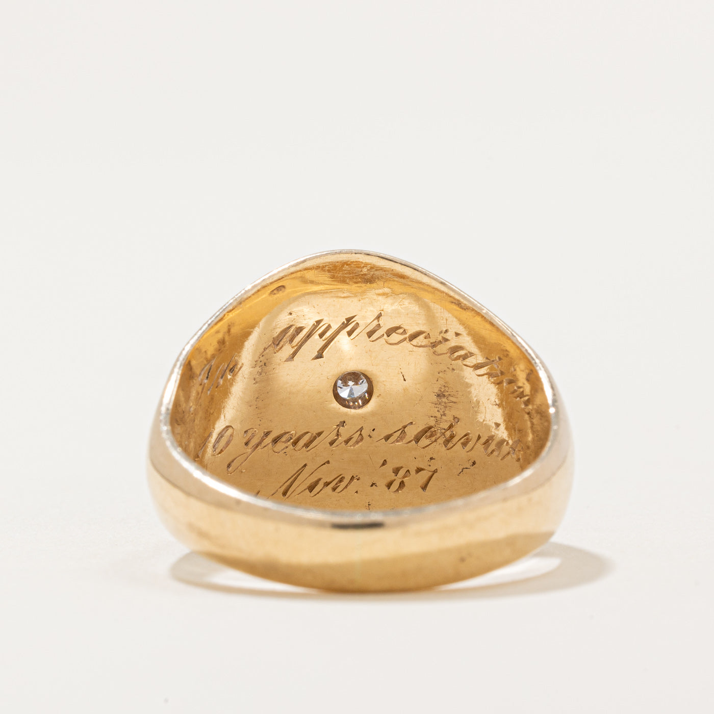 Flush Set Diamond Signet Ring | 0.06ct | SZ 8.25 |