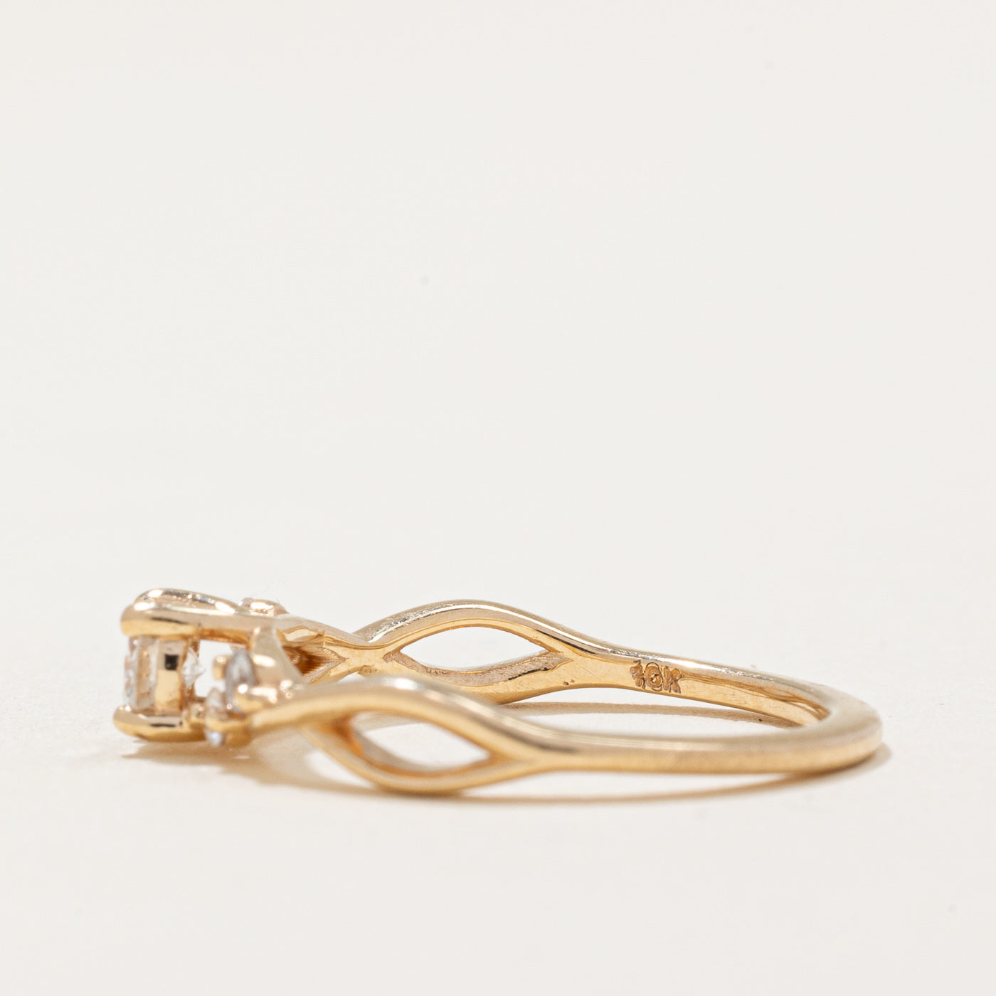 Diamond Accented Cross Over Ring | 0.26ctw | SZ 4.5 |