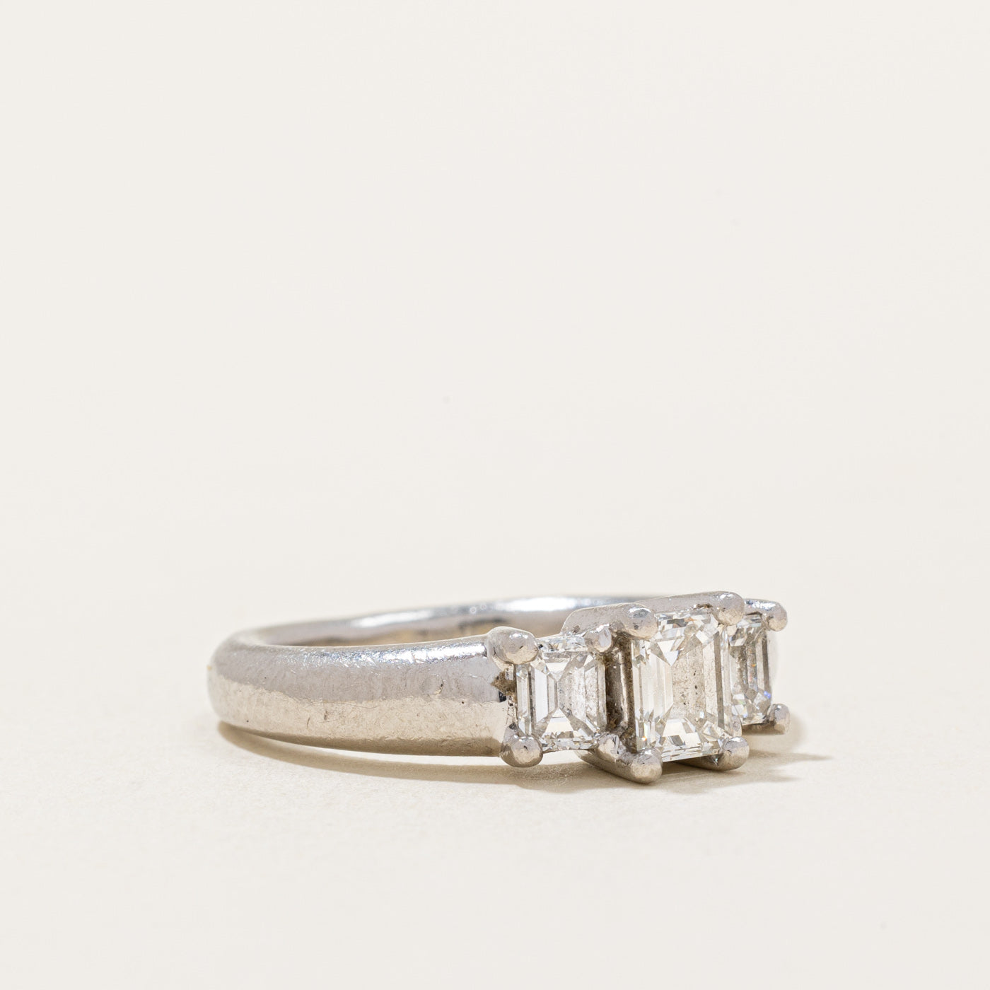 Three Stone Emerald Cut Diamond Engagement Ring | 0.80ctw VS2/SI1 H | SZ 4.75 |