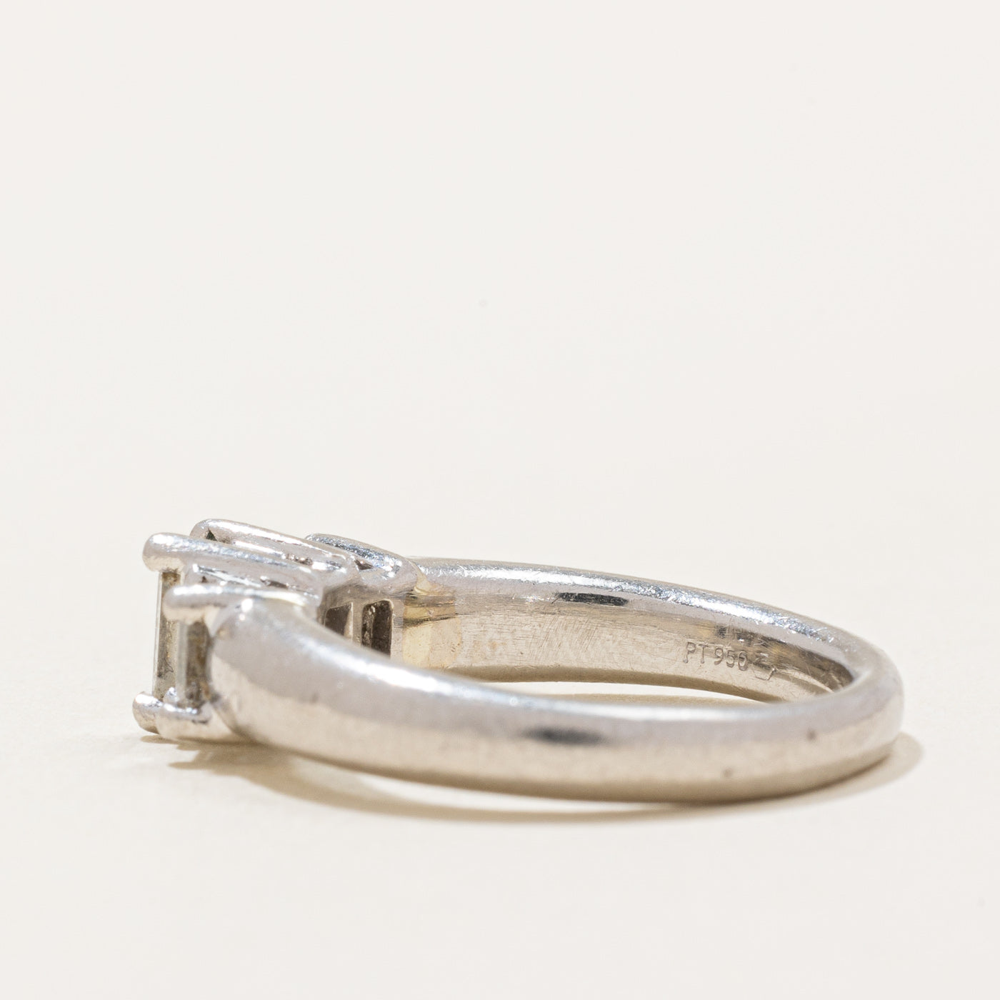 Three Stone Emerald Cut Diamond Engagement Ring | 0.80ctw VS2/SI1 H | SZ 4.75 |
