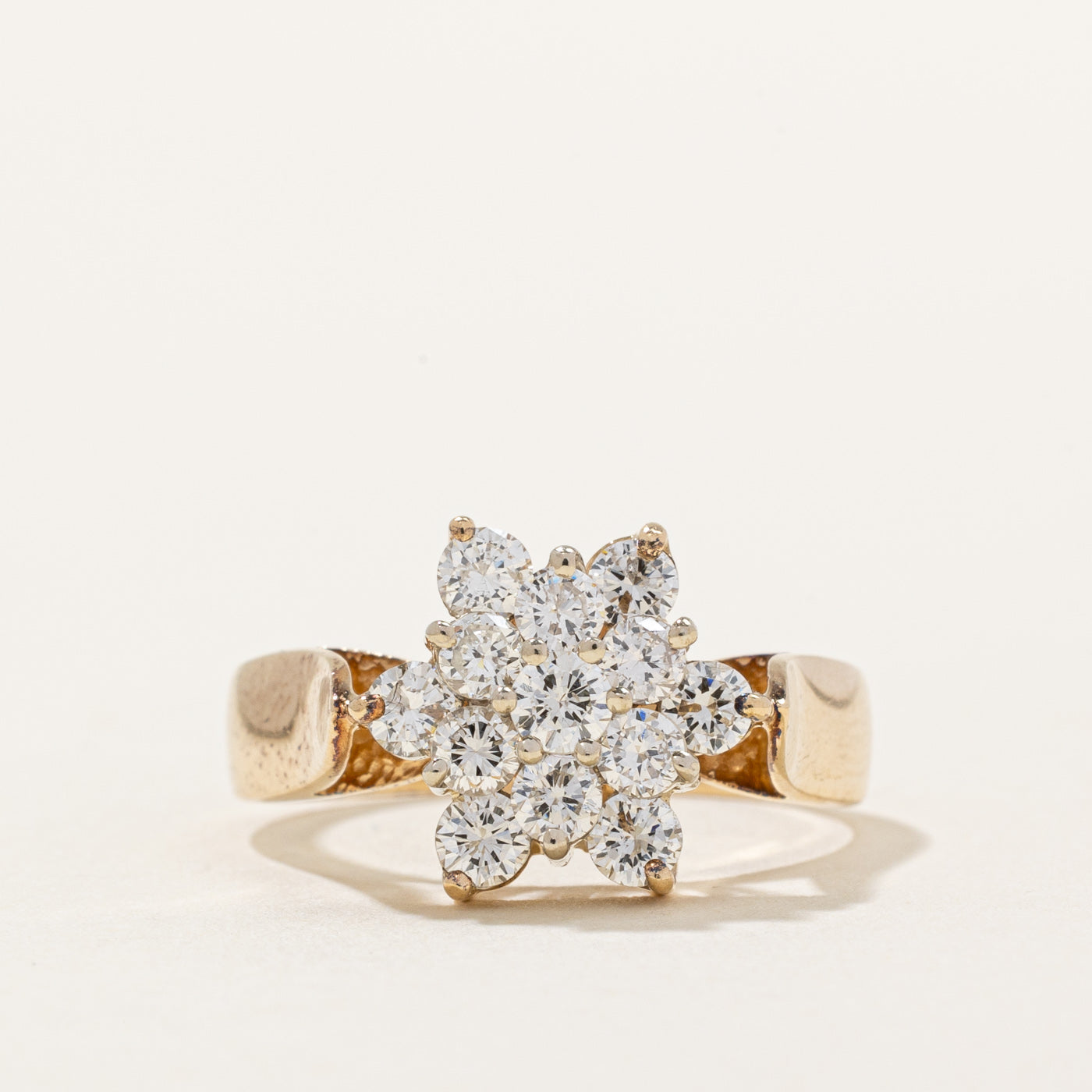 Diamond Petal Cluster Cocktail Ring | 0.94ctw | SZ 7 |