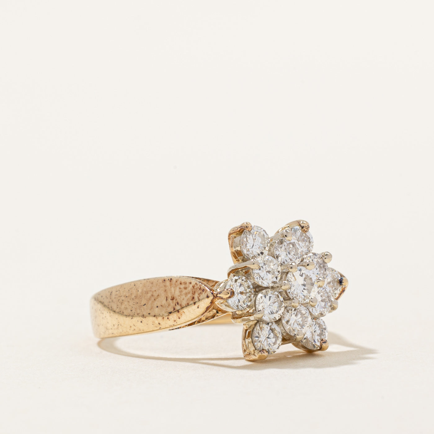 Diamond Petal Cluster Cocktail Ring | 0.94ctw | SZ 7 |