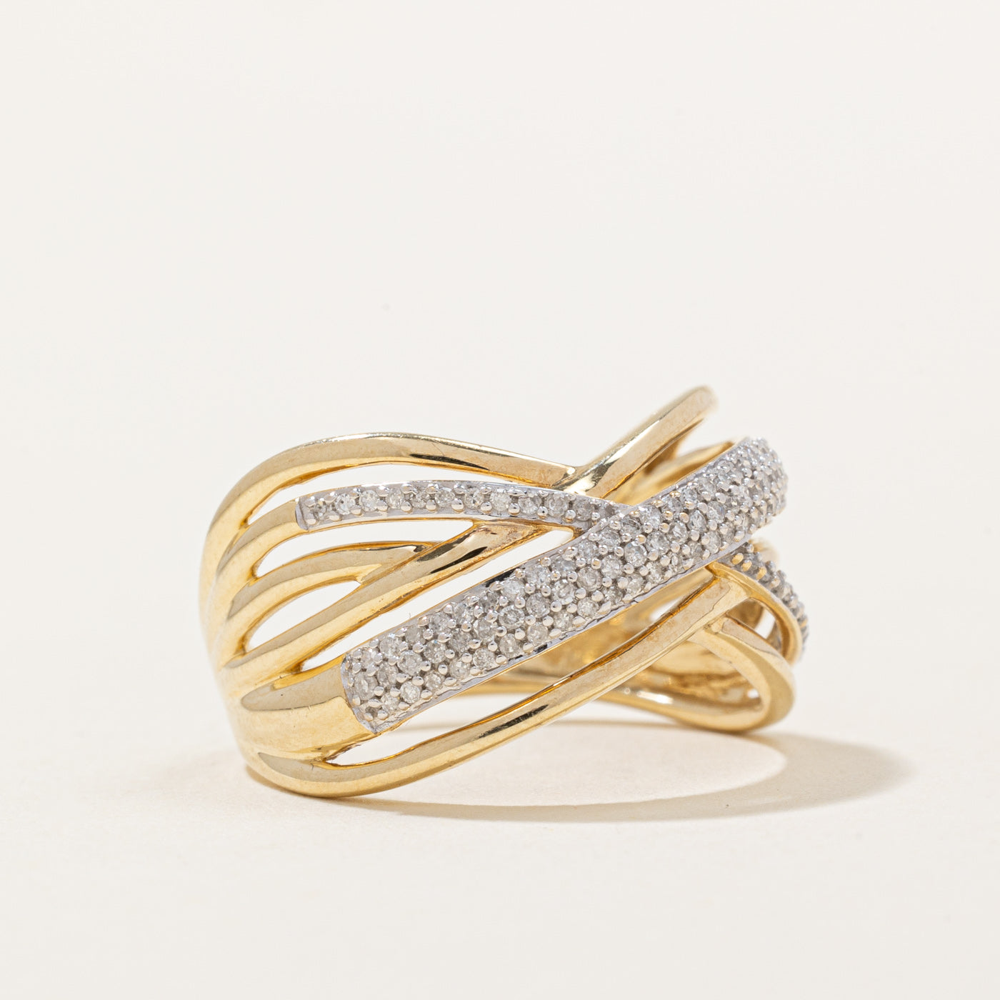 Diamond Multi Cross Over Ring | 0.20ctw | SZ 6 |