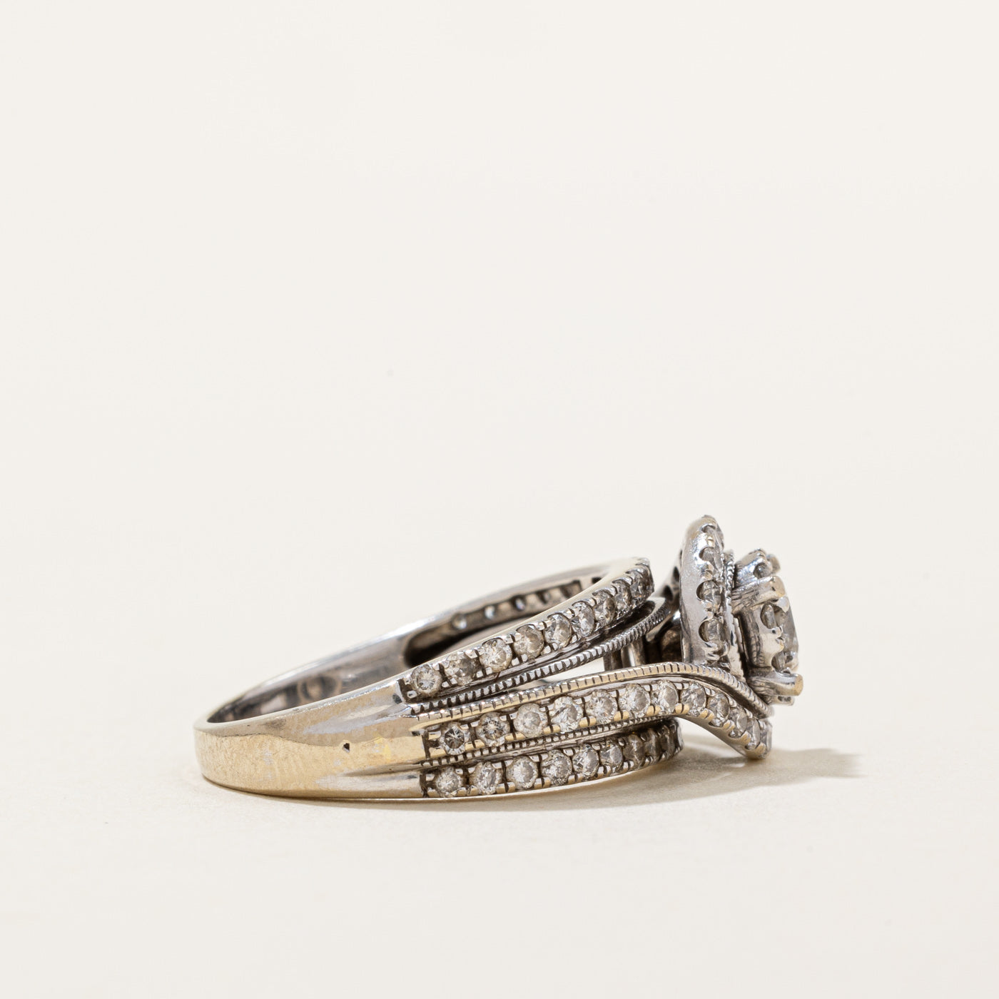 Diamond Halo Bypass Ring | 1.00ctw | SZ 5.75 |