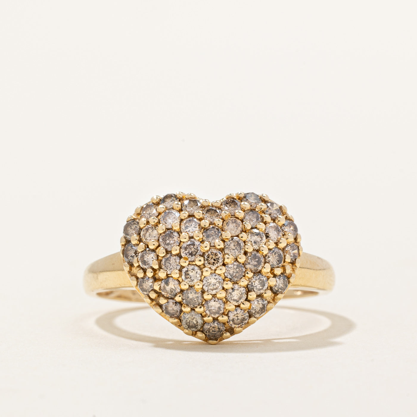 Pave Set Chocolate Diamond Heart Ring | 1.05ctw | SZ 9 |