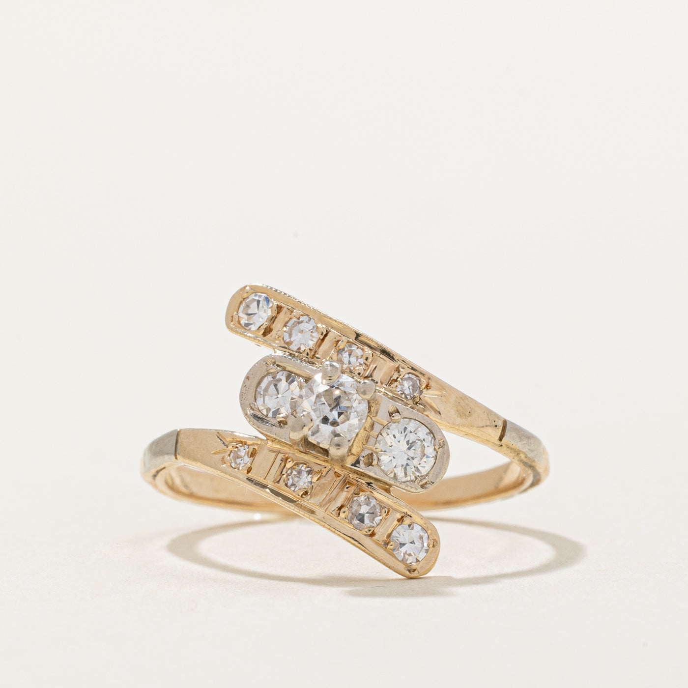 Old European Cut Diamond Bypass Ring | 0.41ctw | SZ 6.5 |