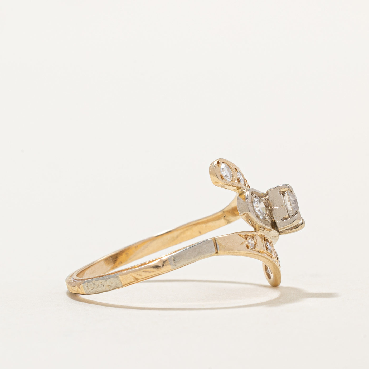 Old European Cut Diamond Bypass Ring | 0.41ctw | SZ 6.5 |