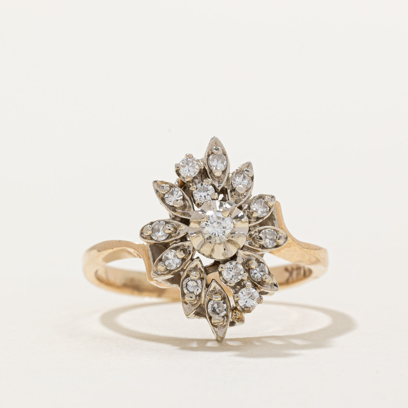 Illusion Set Diamond Cluster Cocktail Ring | 0.30ctw | SZ 7 |