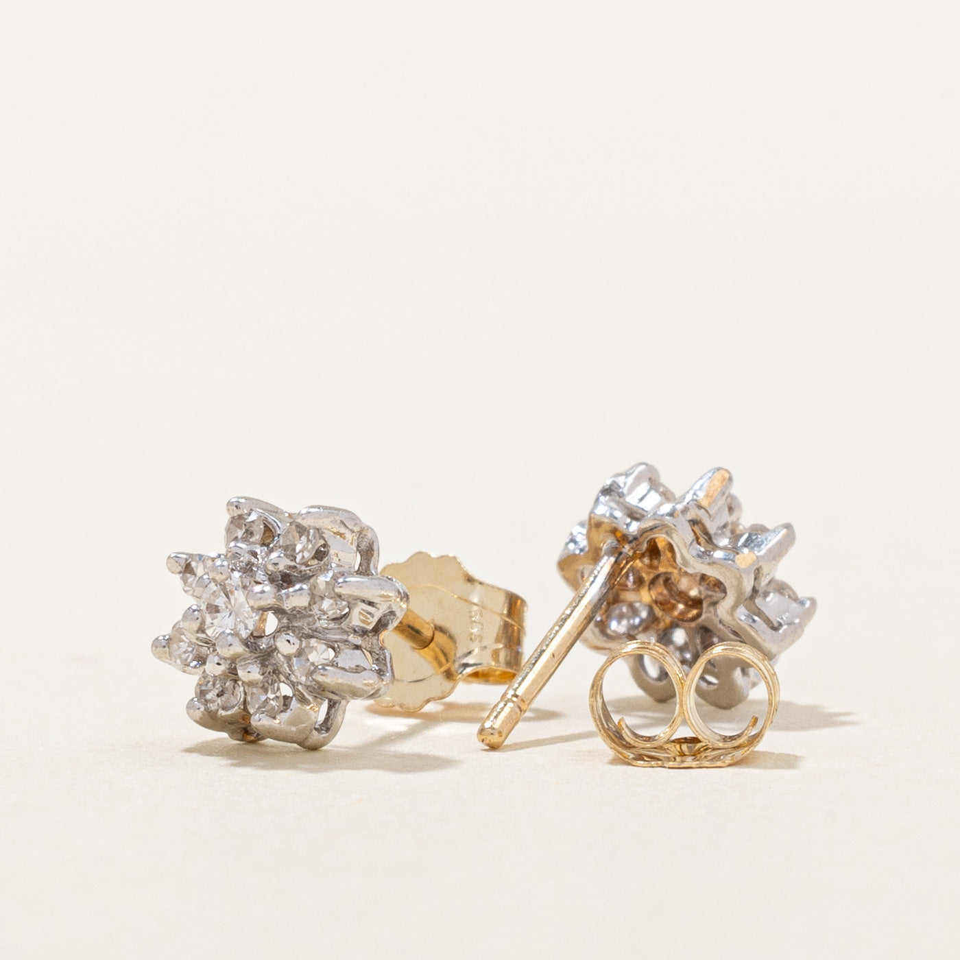 Diamond Petal Cluster Stud Earrings | 0.11ctw |