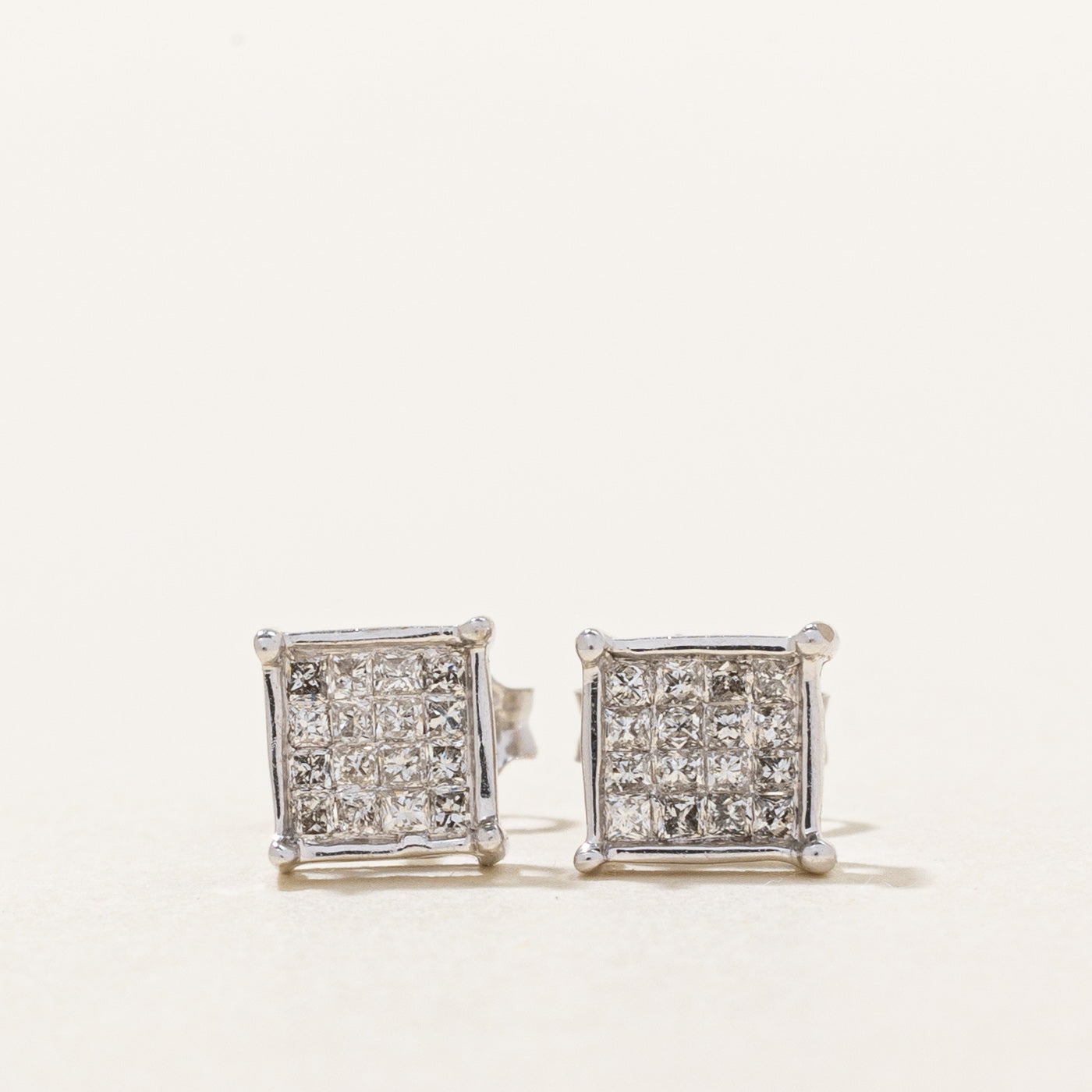Illusion Set Princess Cut Diamond Earrings | 0.22ctw |