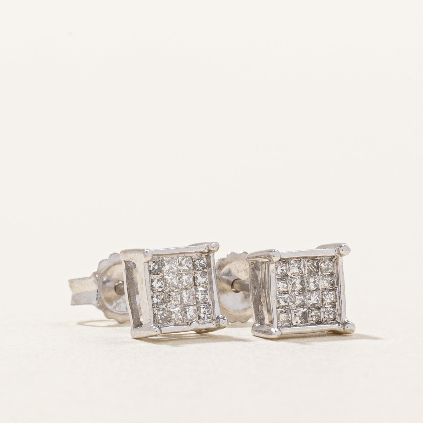 Illusion Set Princess Cut Diamond Earrings | 0.22ctw |