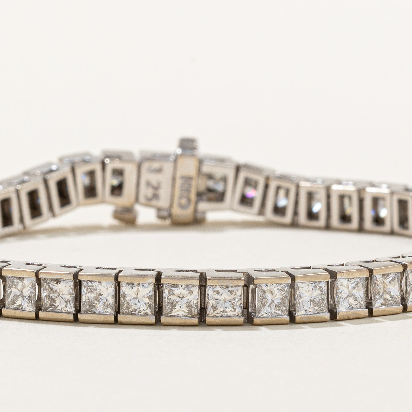 Vintage 11.99ctw Natural Princess-Cut Diamond Tennis Bracelet | 11.99ctw | 7.5"|