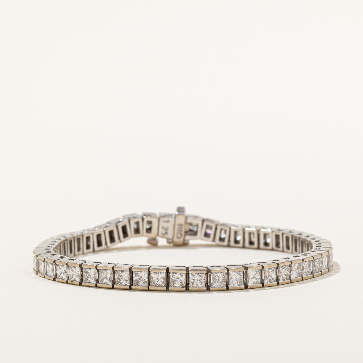 Vintage 11.99ctw Natural Princess-Cut Diamond Tennis Bracelet | 11.99ctw | 7.5"|