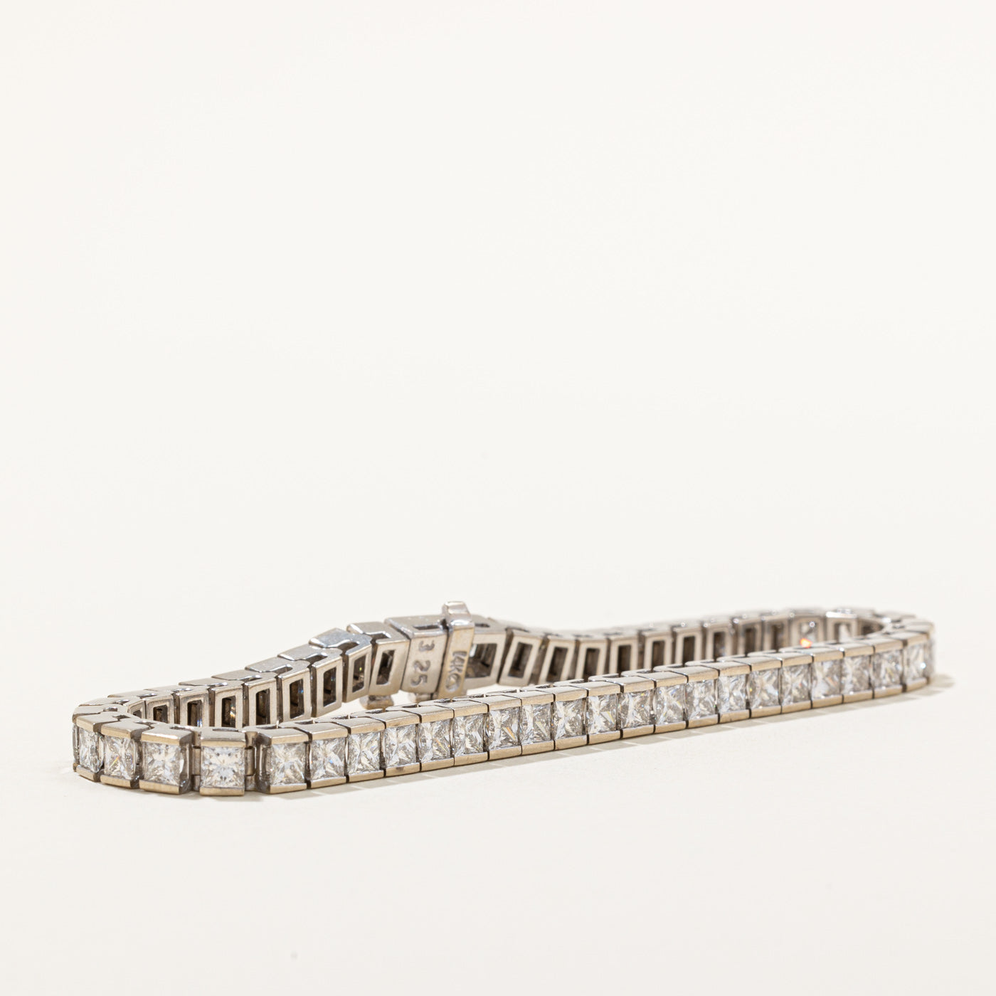 Vintage 11.99ctw Natural Princess-Cut Diamond Tennis Bracelet | 11.99ctw | 7.5"|
