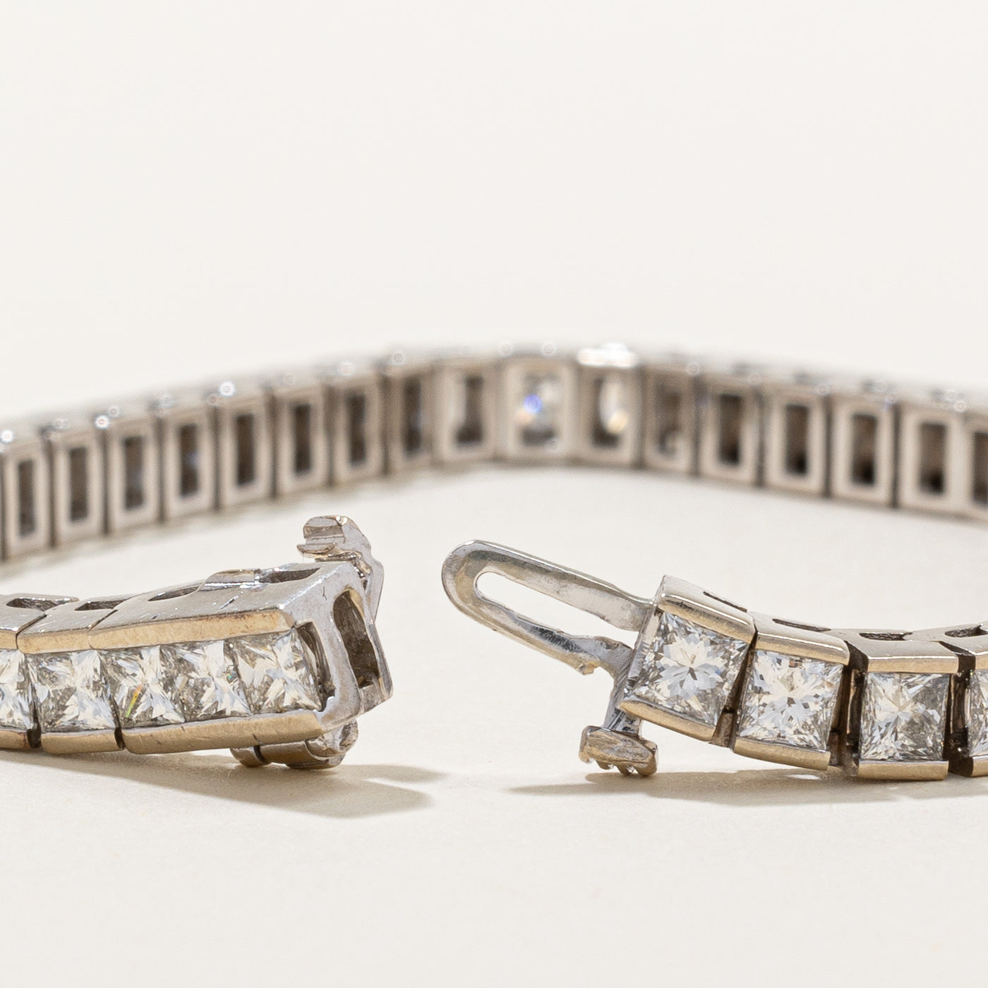 Vintage 11.99ctw Natural Princess-Cut Diamond Tennis Bracelet | 11.99ctw | 7.5"|