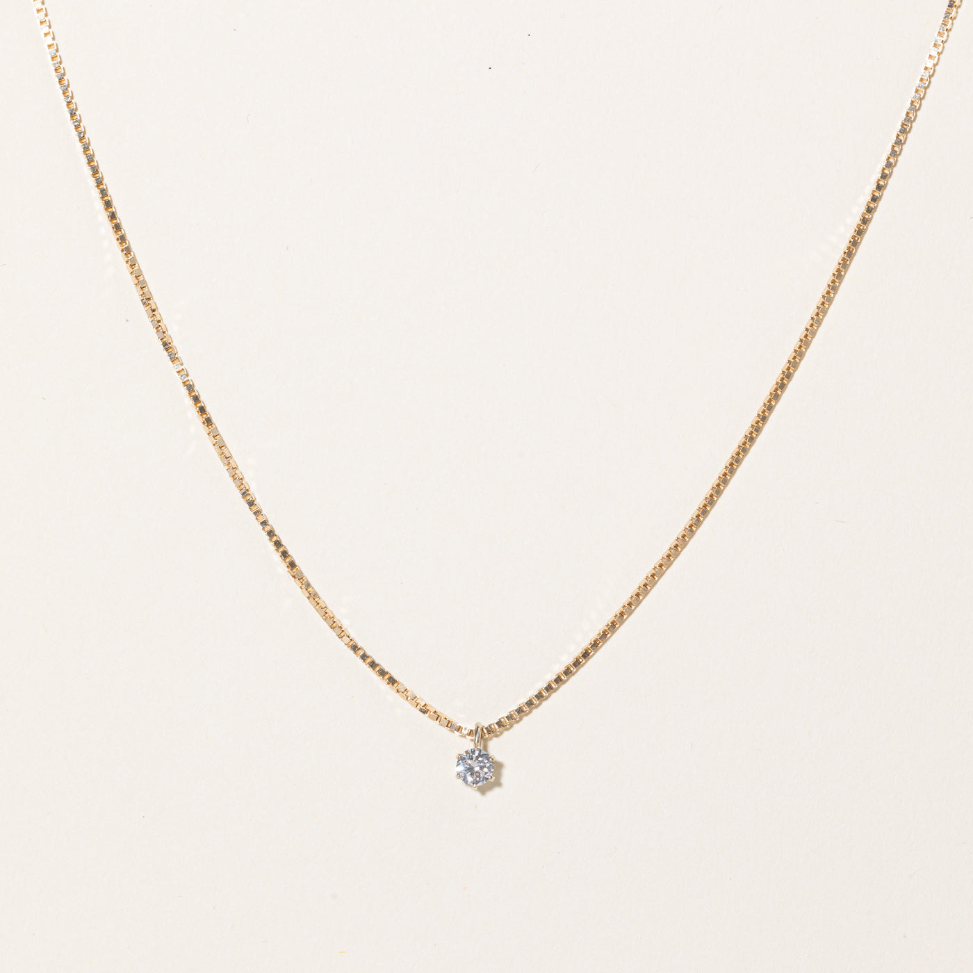 Solitaire Diamond Pendant Necklace | 0.27ct | 15"|