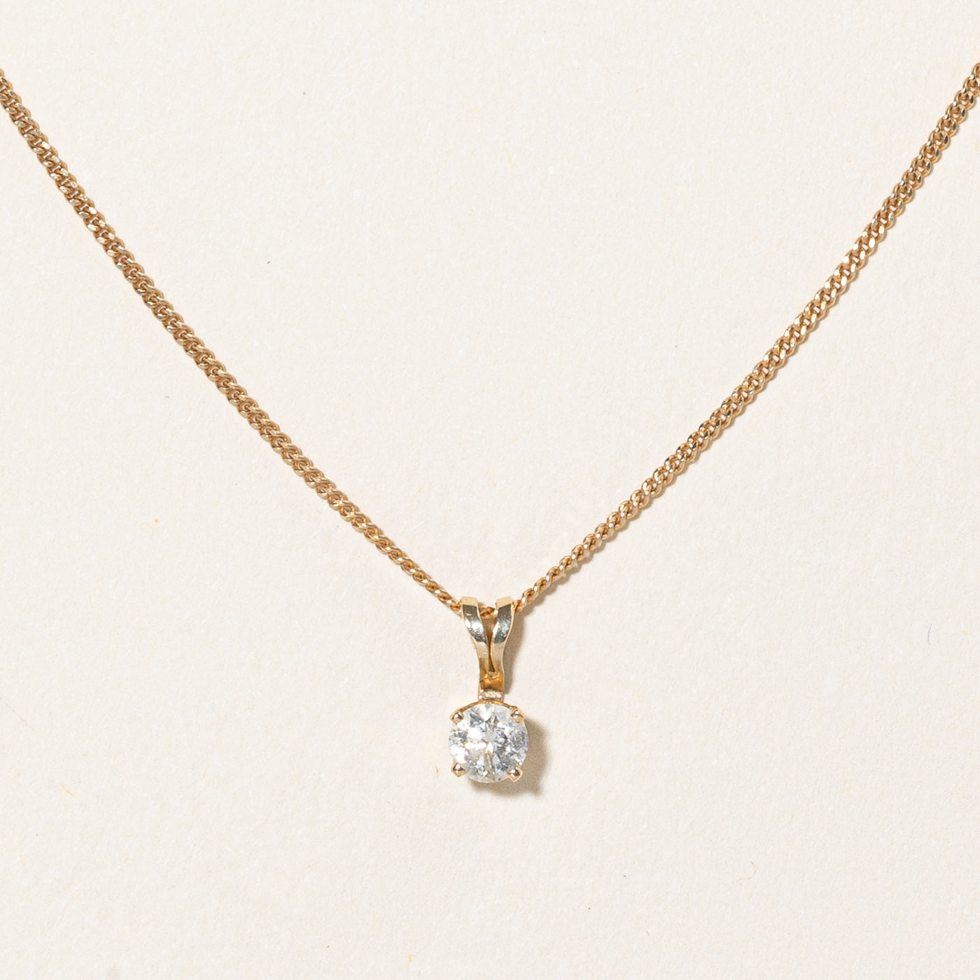 Solitaire Diamond Pendant Necklace | 0.22ct | 18"|