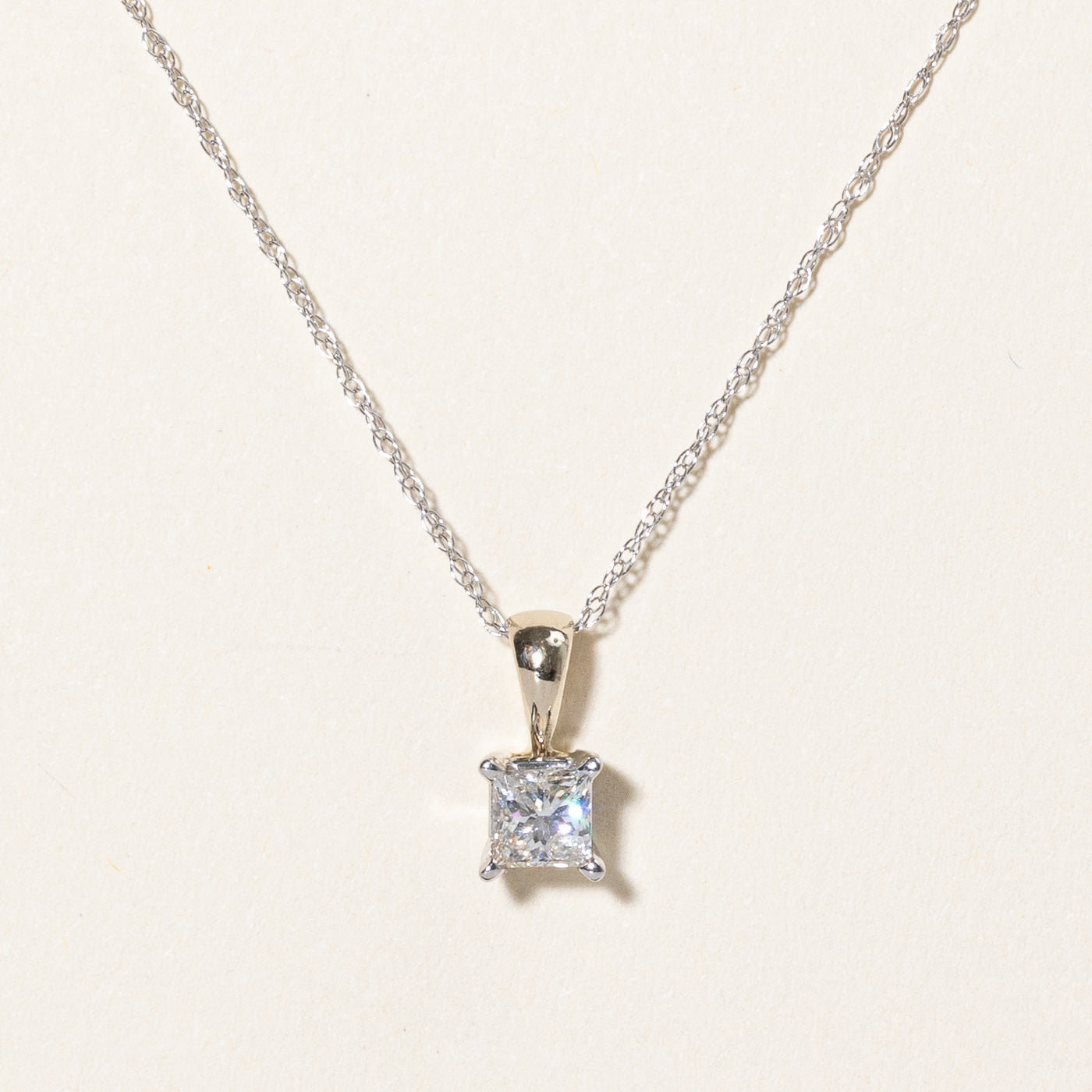 Princess Cut Diamond Pendant Necklace | 19"|