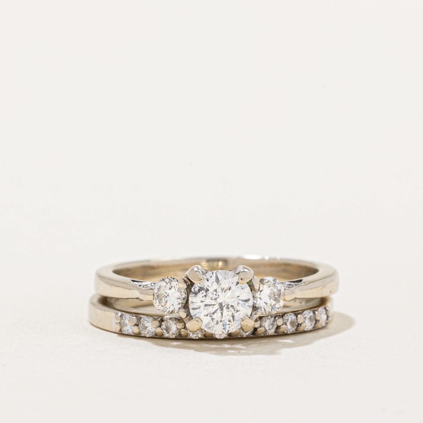 Prong Set Diamond Wedding Ring Set | 0.83ctw | SZ 5.75 |