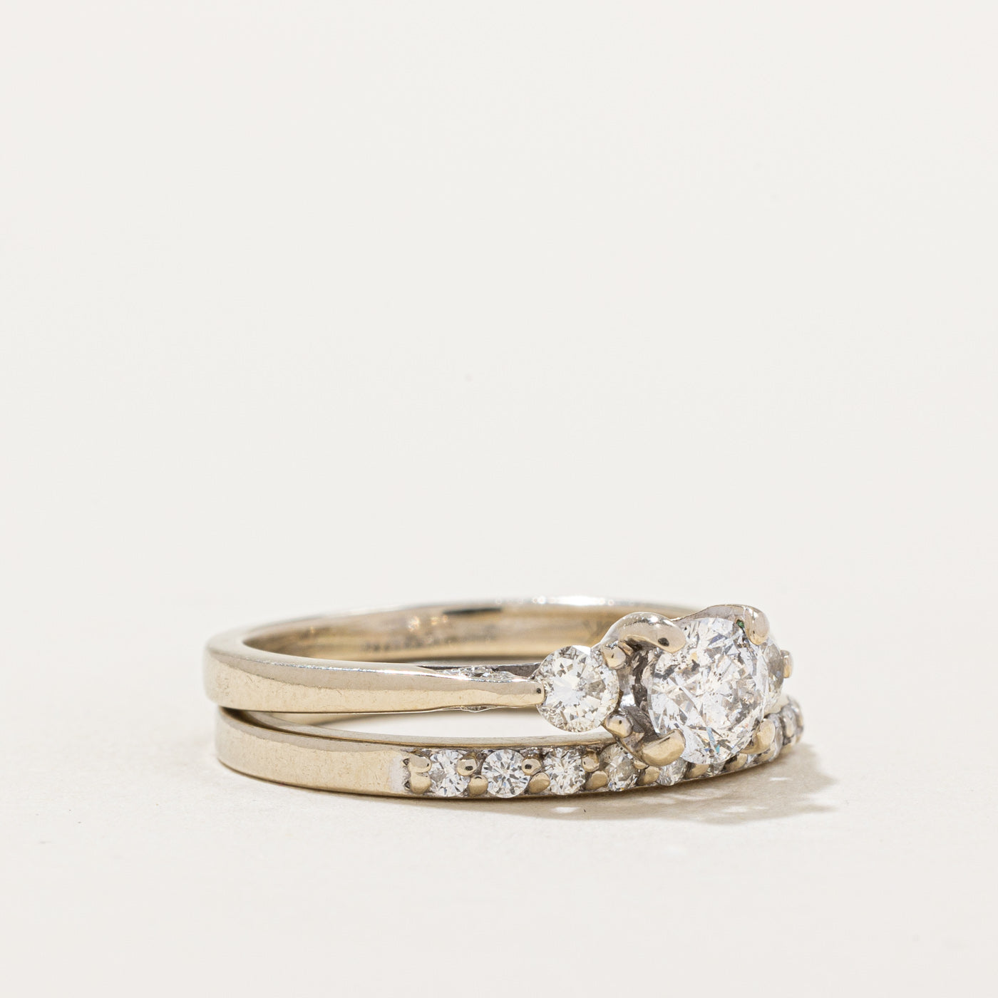 Prong Set Diamond Wedding Ring Set | 0.83ctw | SZ 5.75 |