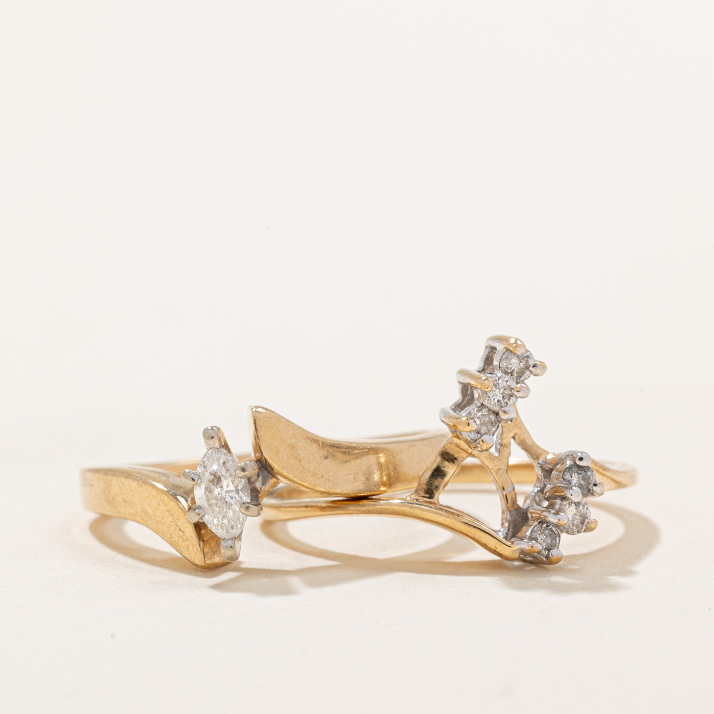 Marquise Diamond Engagement & Wedding Ring Set | 0.29ctw | SZ 5.5 |