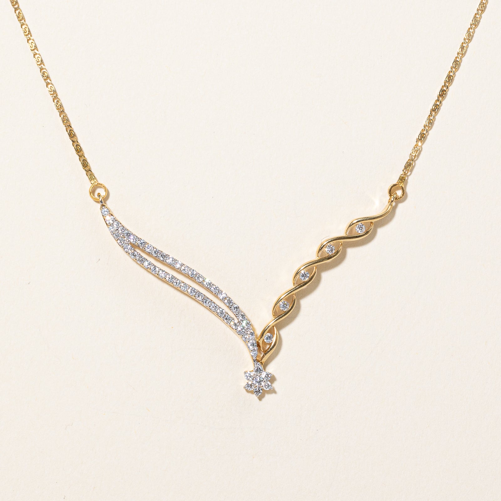 Diamond V Pendant Necklace | 0.28ctw | 18.5" |