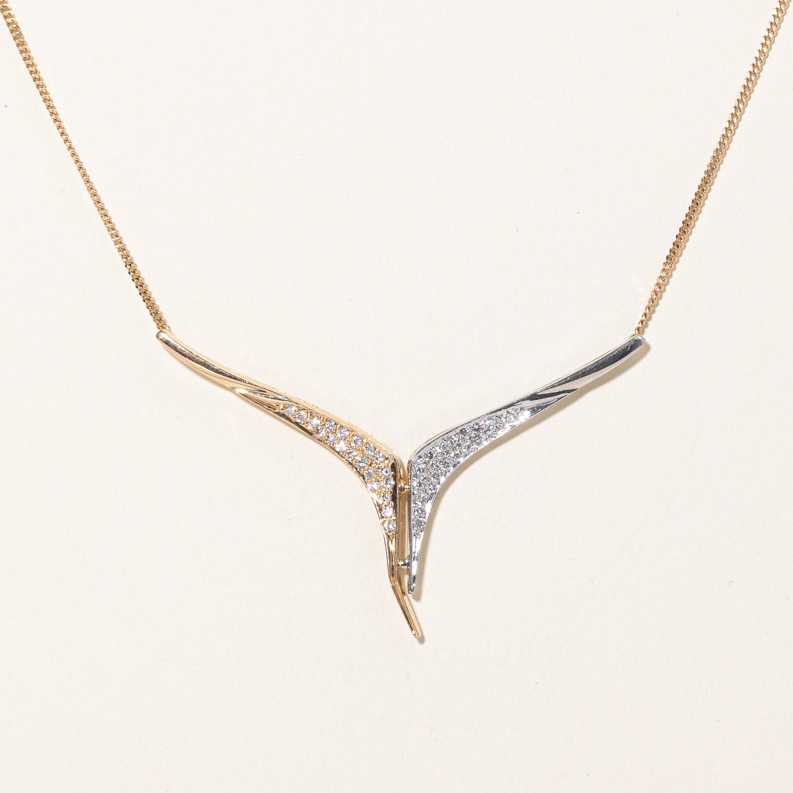 Diamond Two Tone Pendant Necklace | 0.20ctw | 16" |