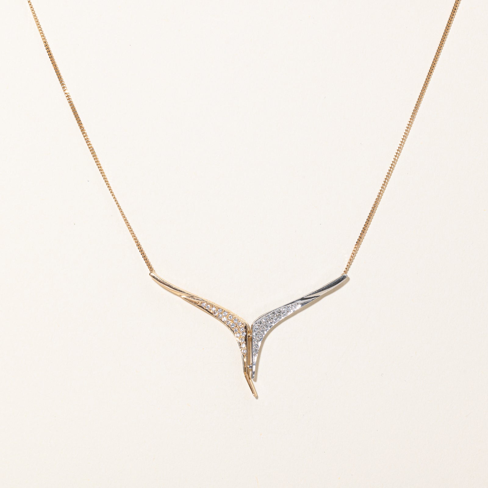 Diamond Two Tone Pendant Necklace | 0.20ctw | 16" |