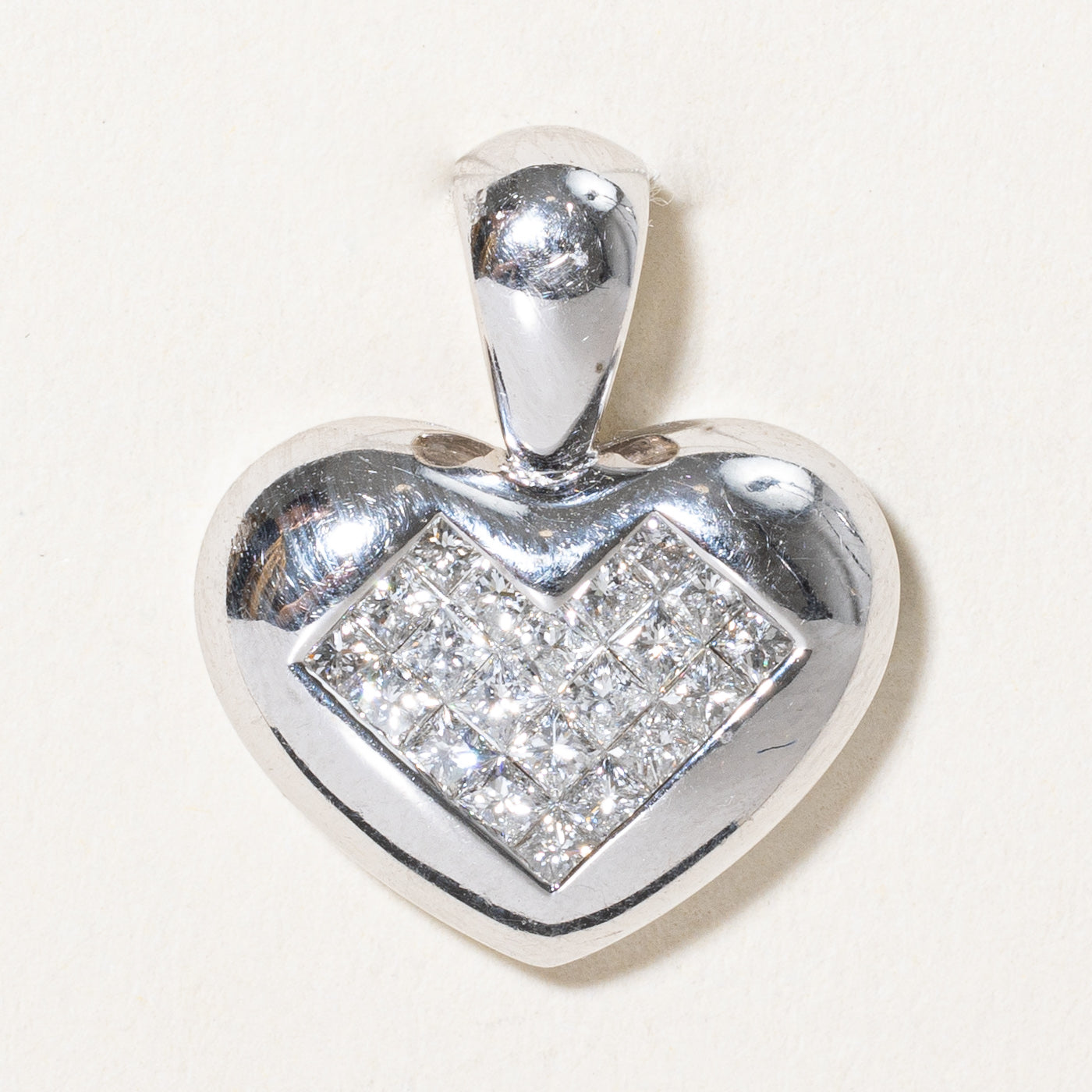Princess Cut Diamond Puffed Heart Pendant | 0.74ctw |