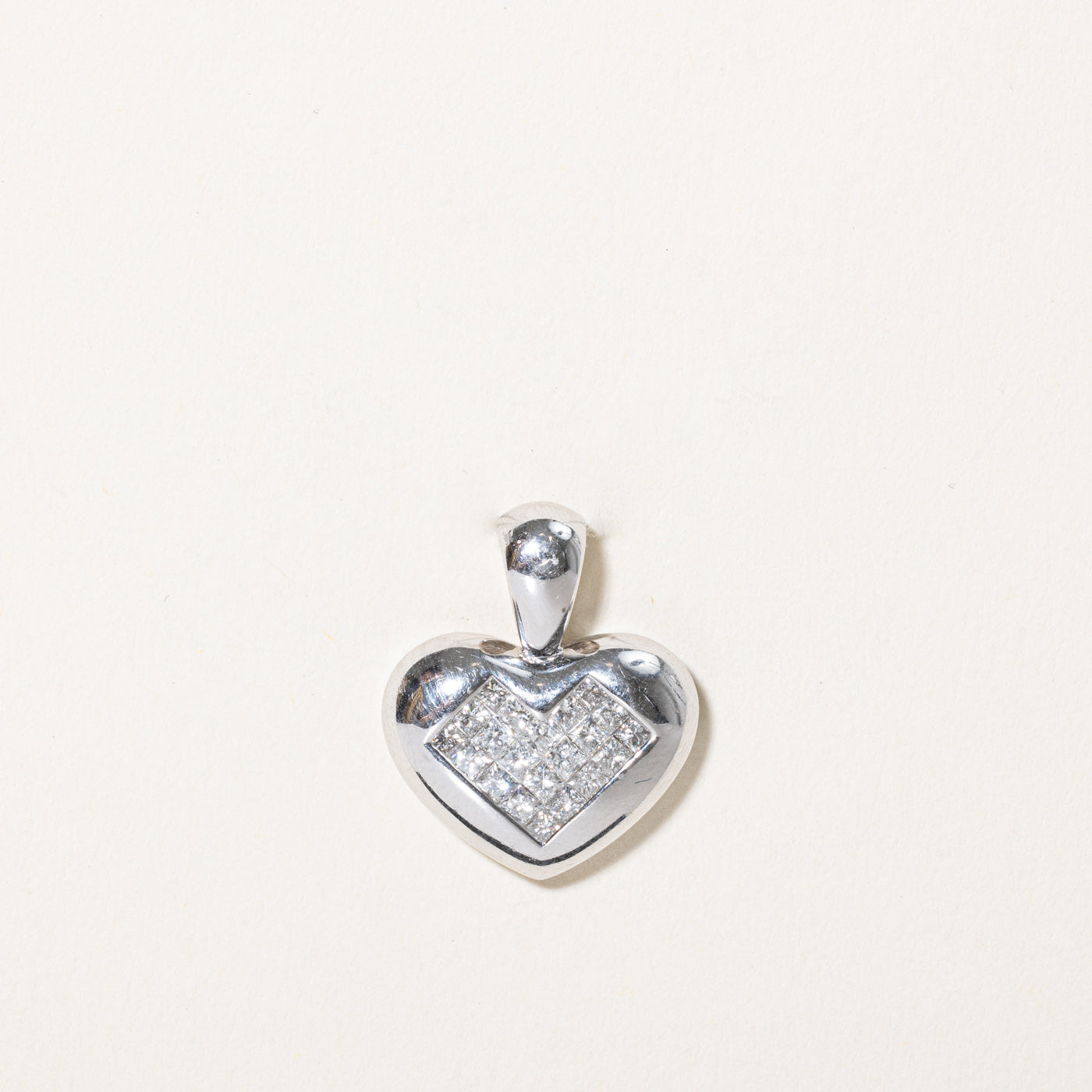 Princess Cut Diamond Puffed Heart Pendant | 0.74ctw |