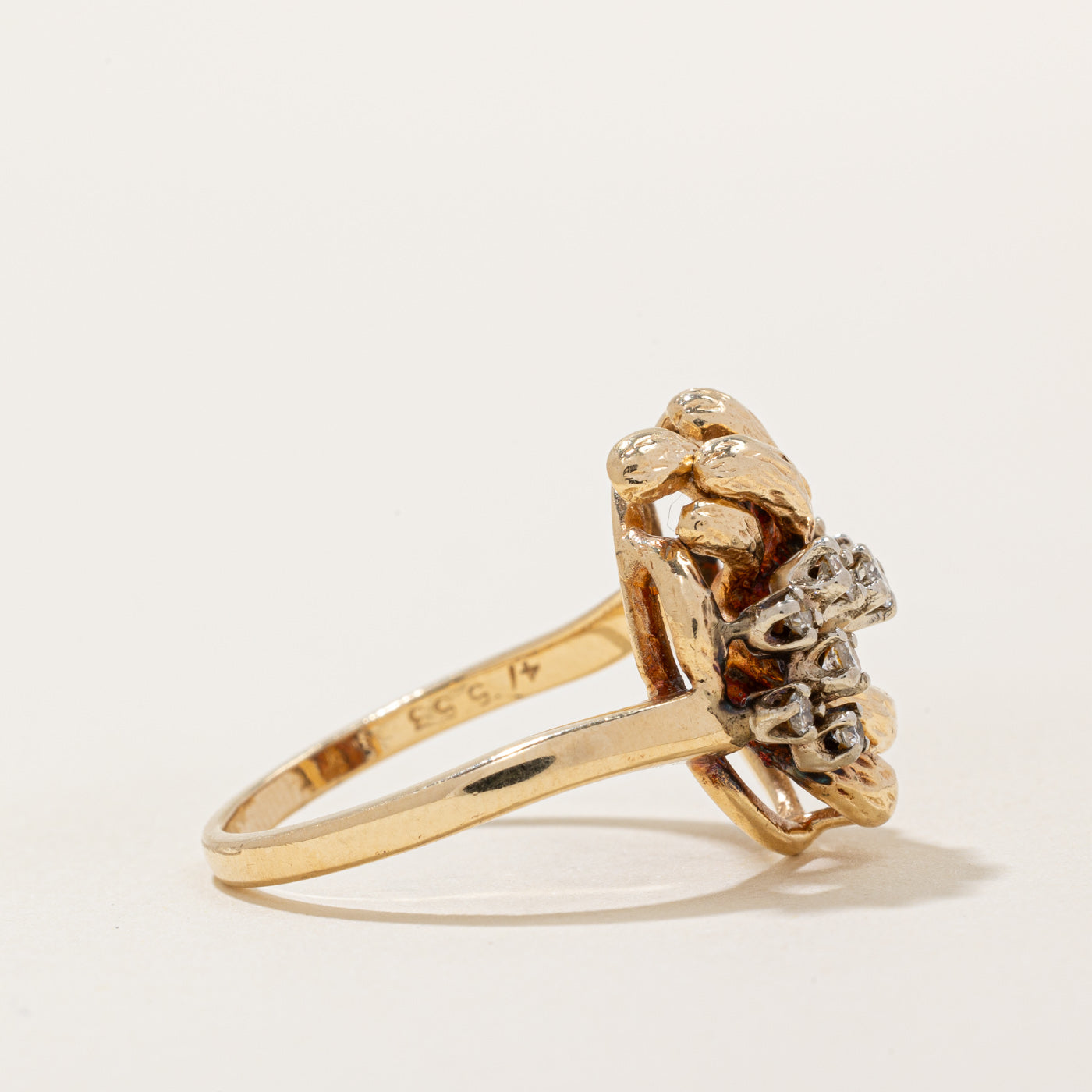 Diamond Textured Cocktail Ring | 0.36ctw | SZ 8.25 |