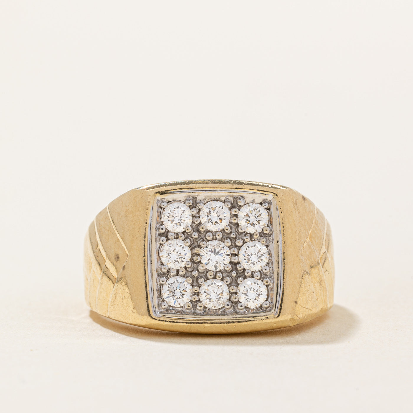 Diamond Grid Signet Ring | 0.63ctw | SZ 8.75 |