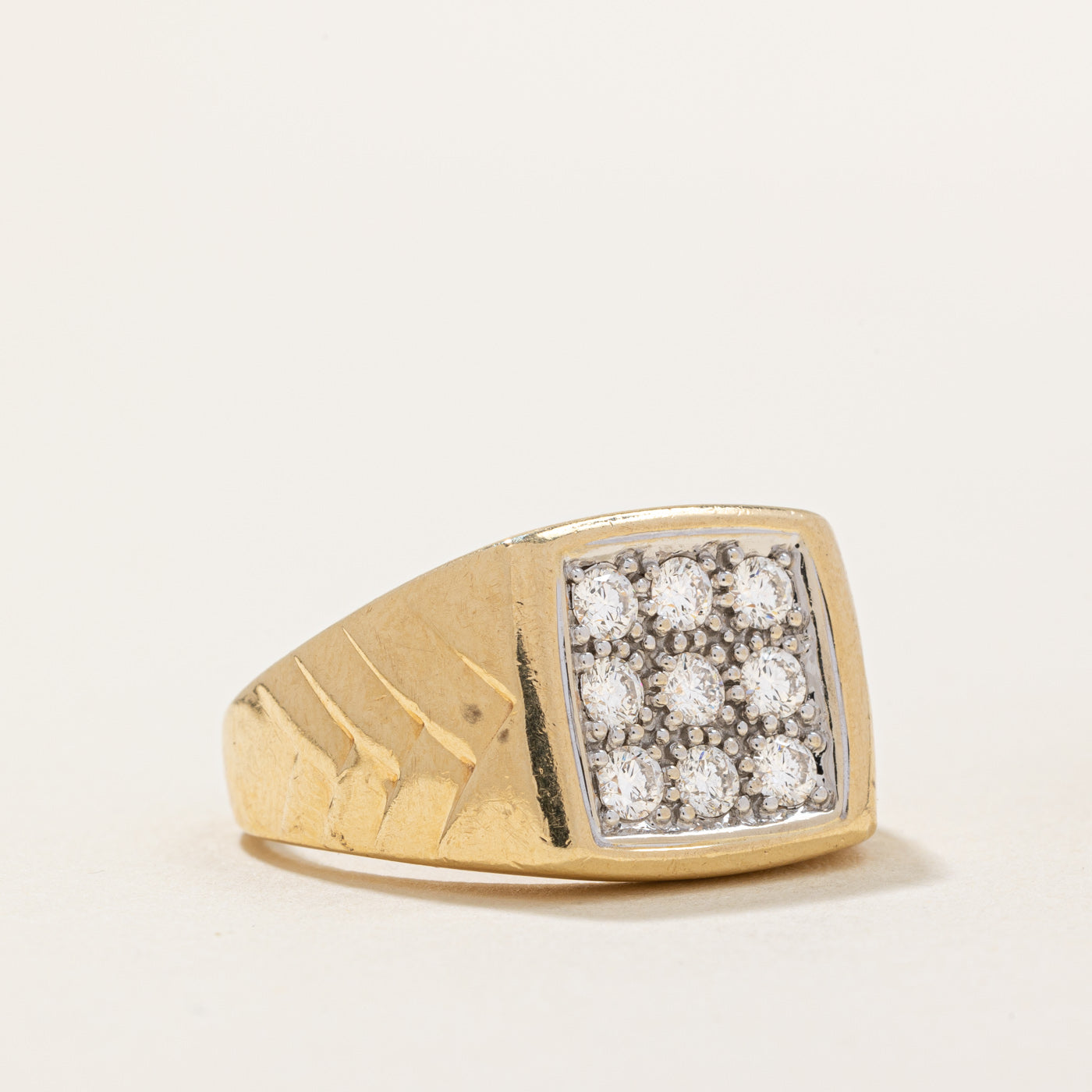 Diamond Grid Signet Ring | 0.63ctw | SZ 8.75 |