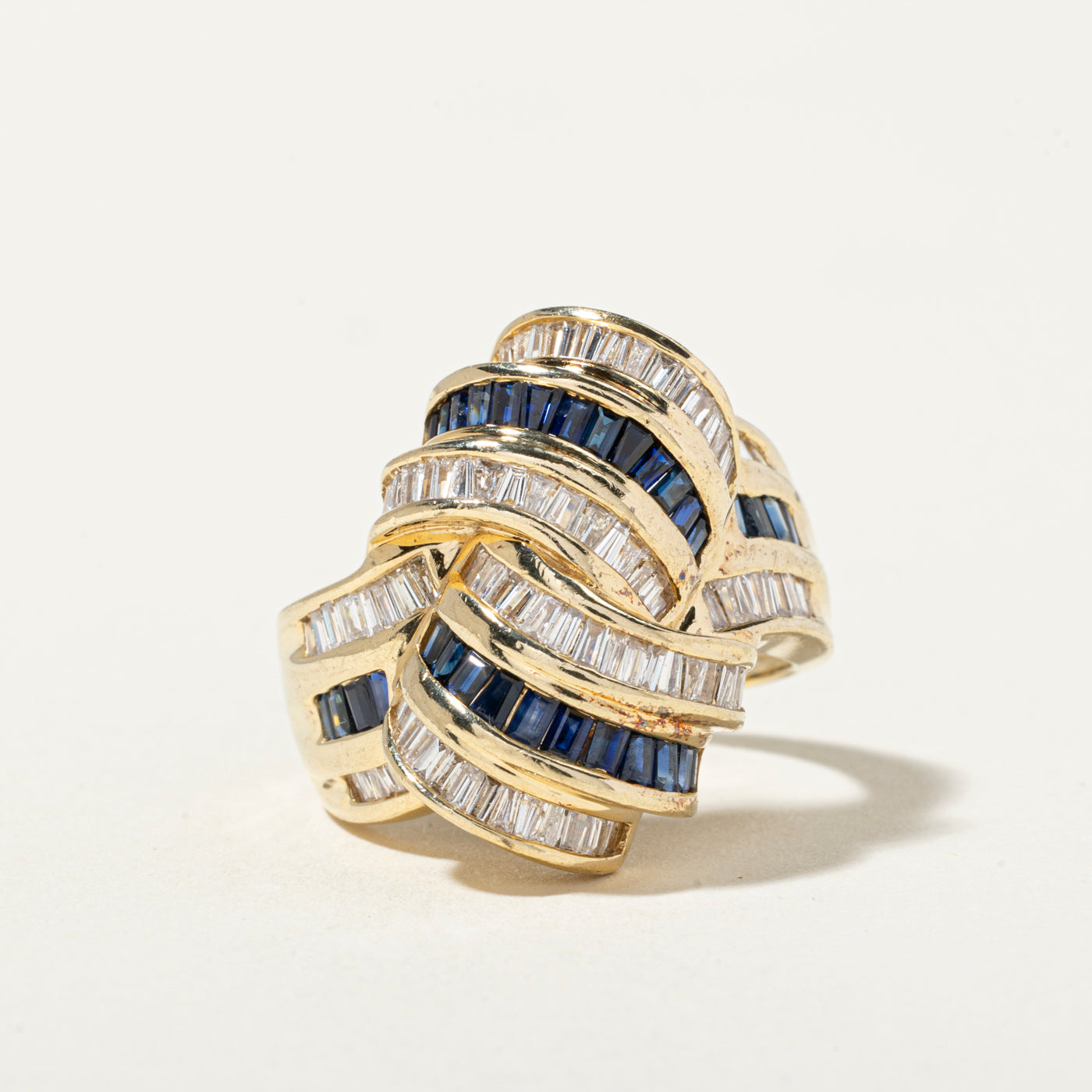 14k Sapphire & Diamond Abstract Knot Ring | 0.87ctw, 1.19ctw | SZ 7.75