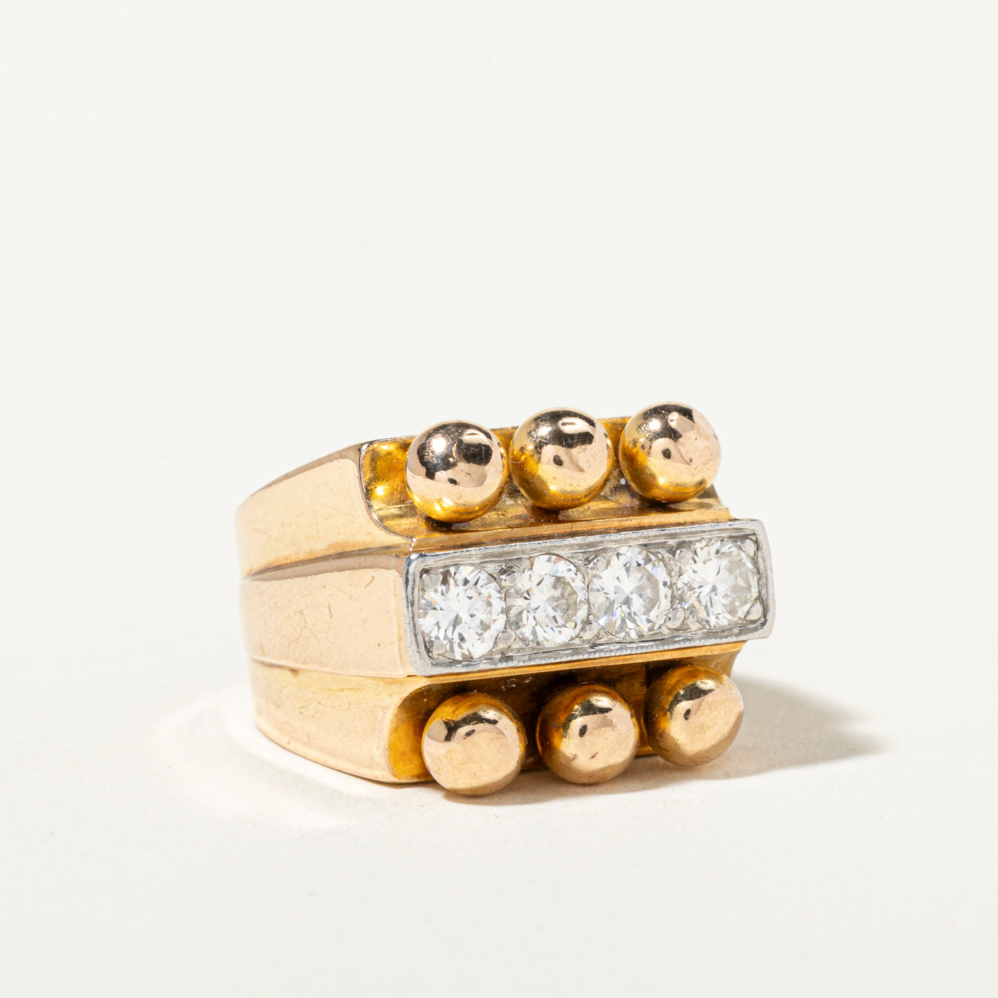 18k Four Stone Diamond Abstract Bauble Ring | 0.89ctw | SZ 6