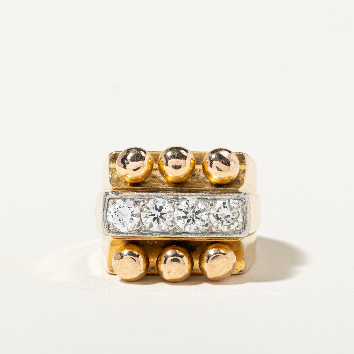 18k Four Stone Diamond Abstract Bauble Ring | 0.89ctw | SZ 6