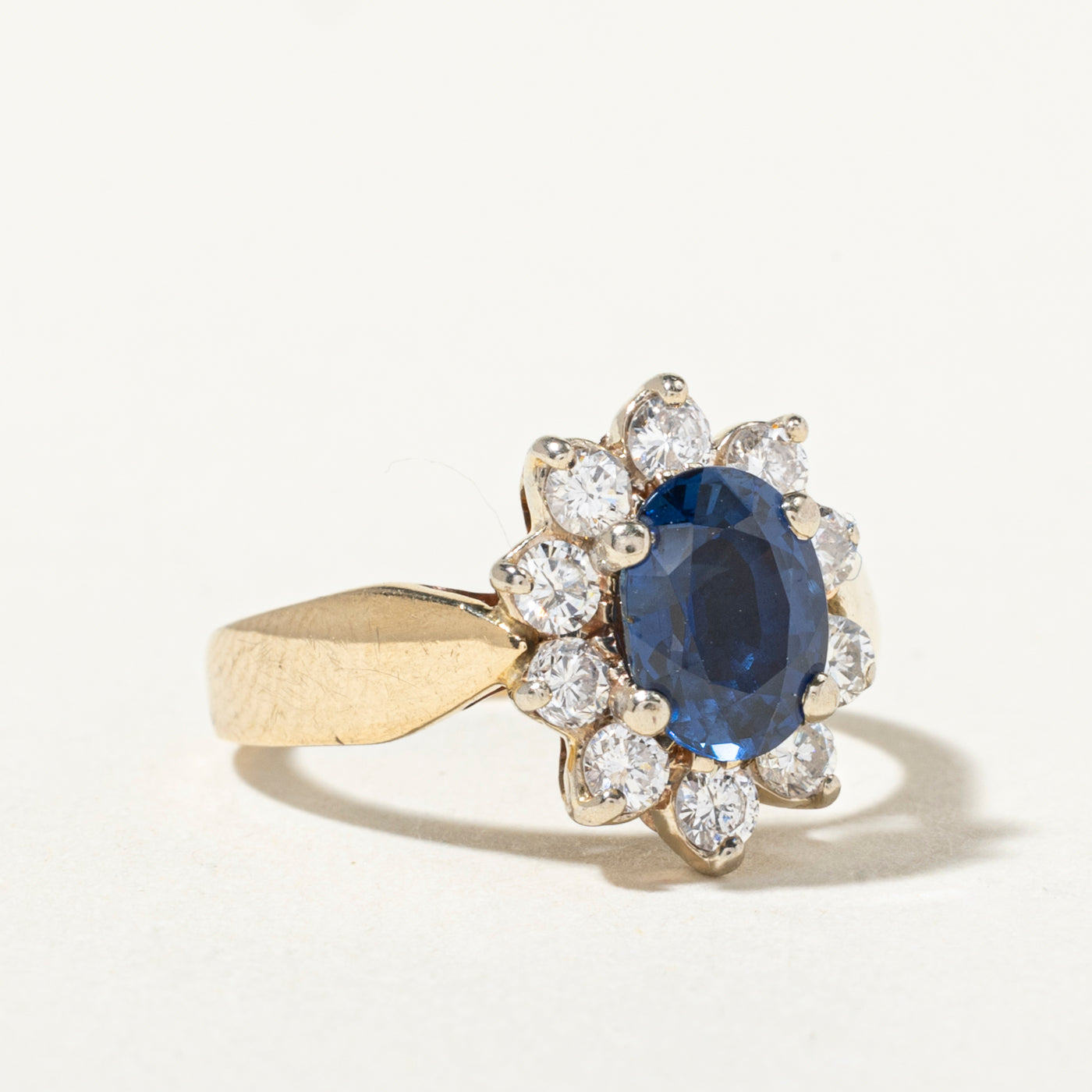 14k Sapphire & Diamond Petal Halo Ring | 1.07ct, 0.38ctw | SZ 4