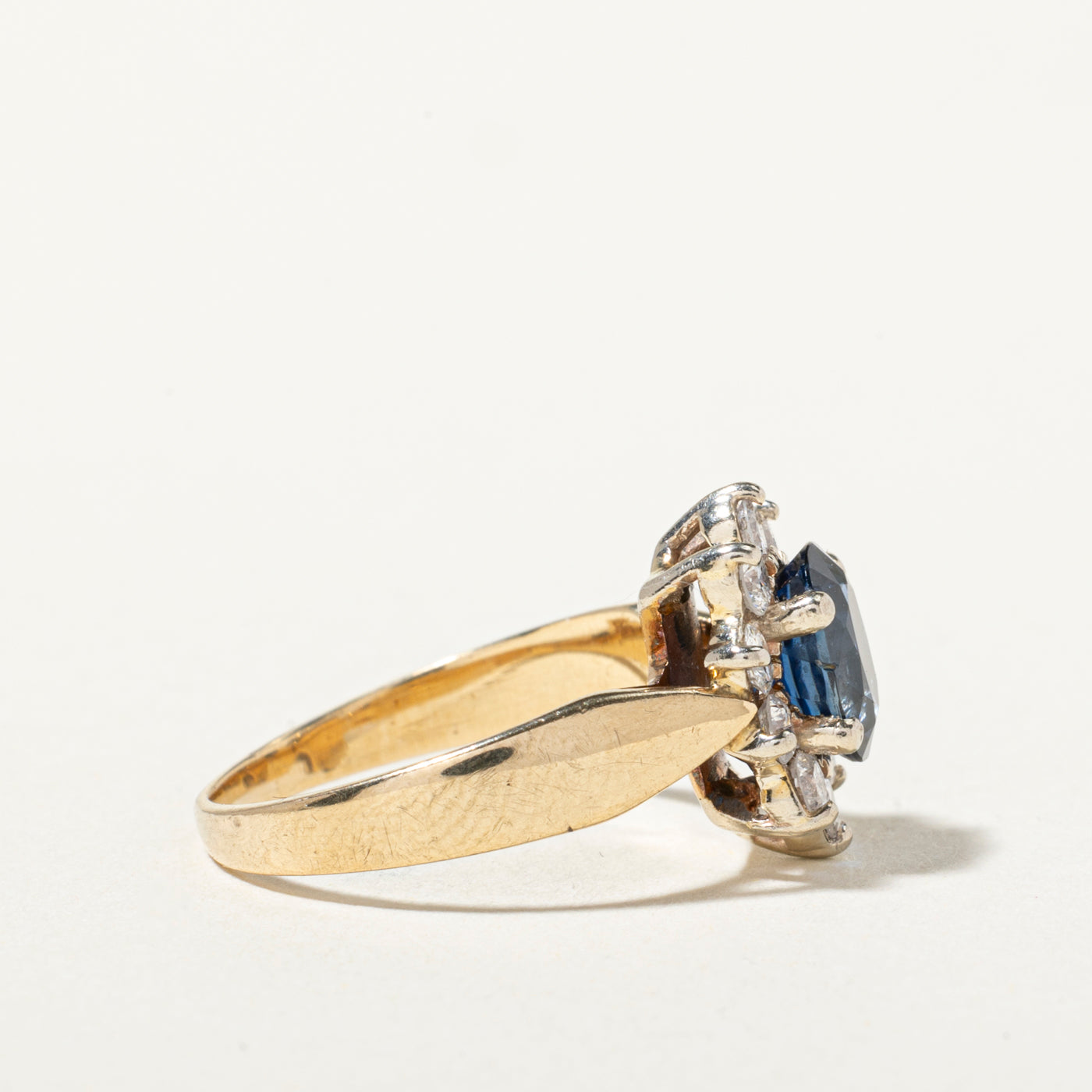 14k Sapphire & Diamond Petal Halo Ring | 1.07ct, 0.38ctw | SZ 4