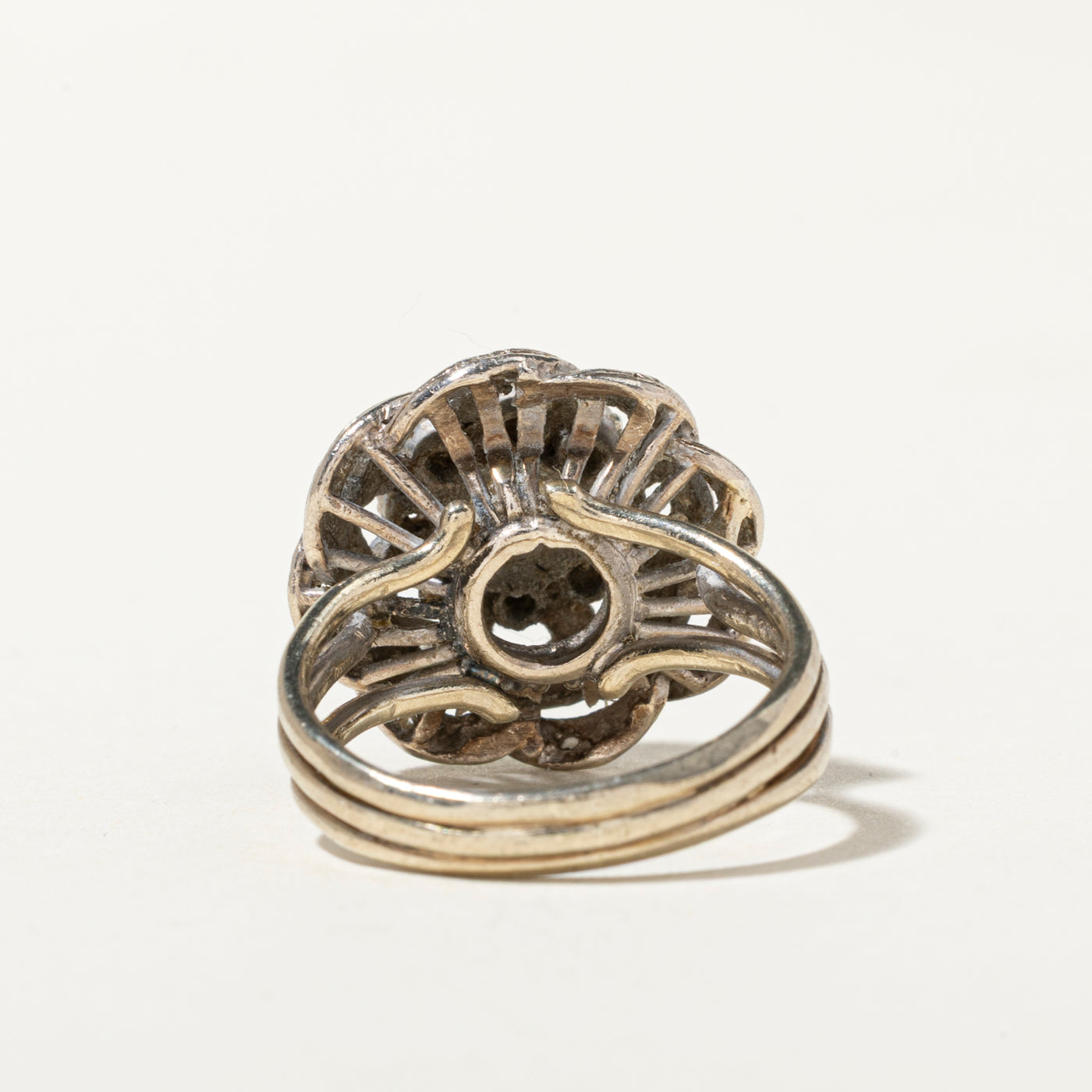 14k Diamond Cluster Openwork Rose Ring | 0.86ctw | SZ 5.75