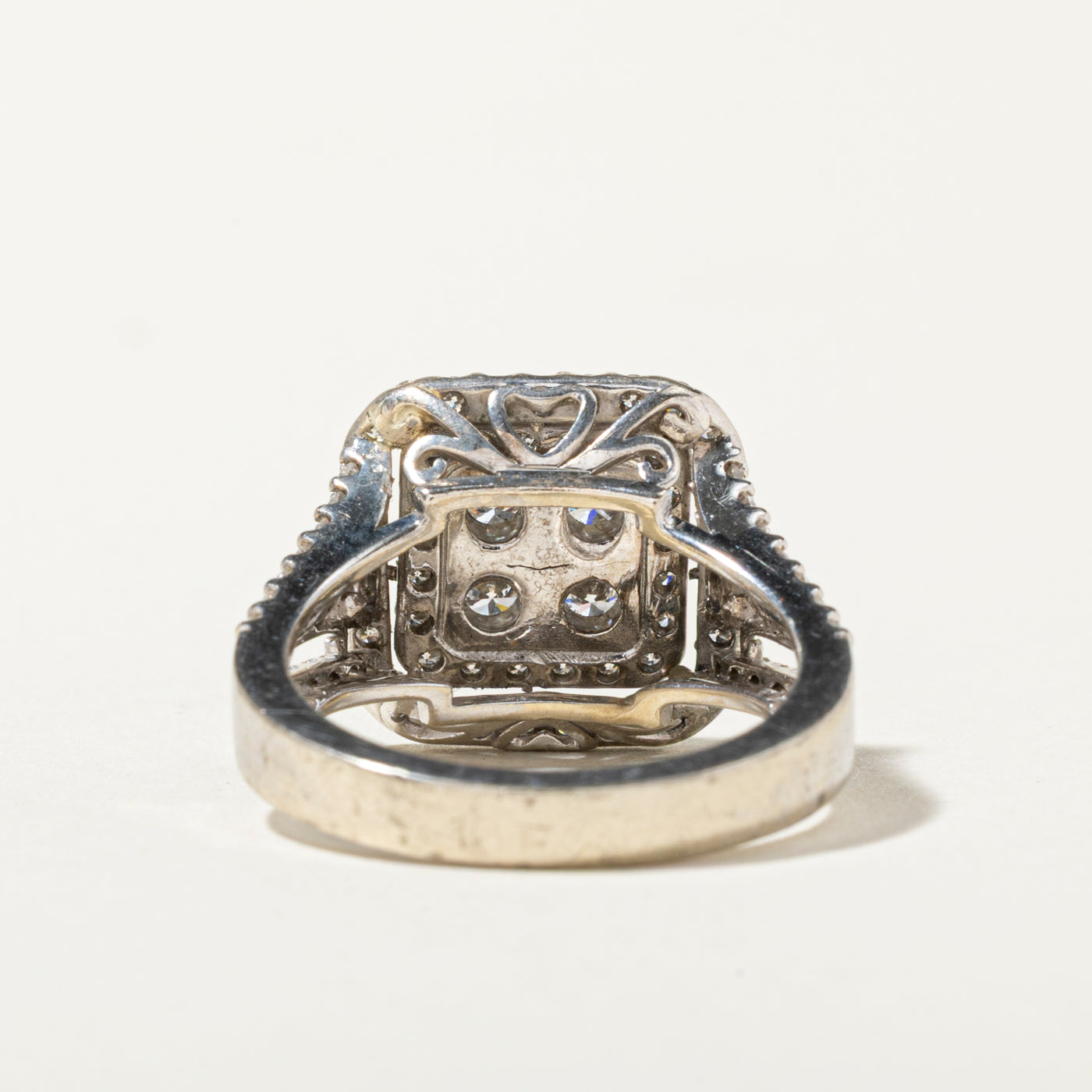 14k Diamond Soft Square Halo Cocktail Ring | 1.47ctw | SZ 6