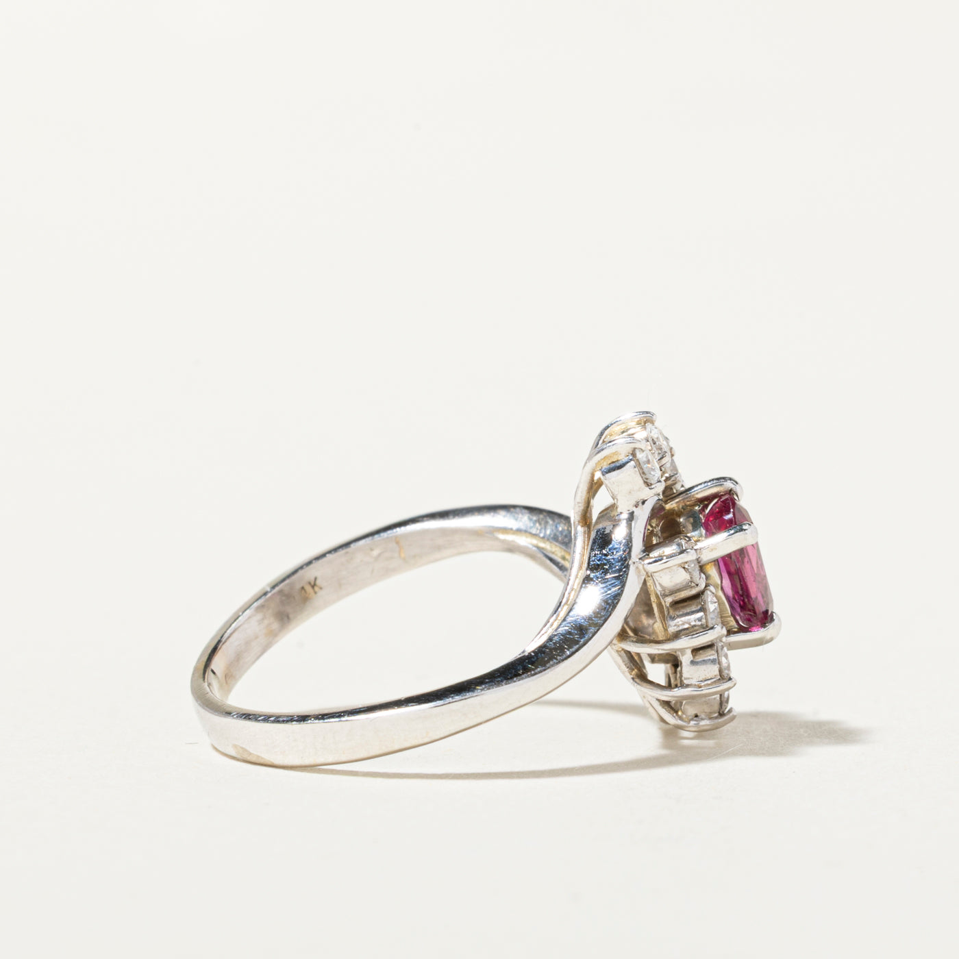 14k Ruby & Diamond Petal Halo Bypass Ring | 0.44ct, 0.33ctw | SZ 6