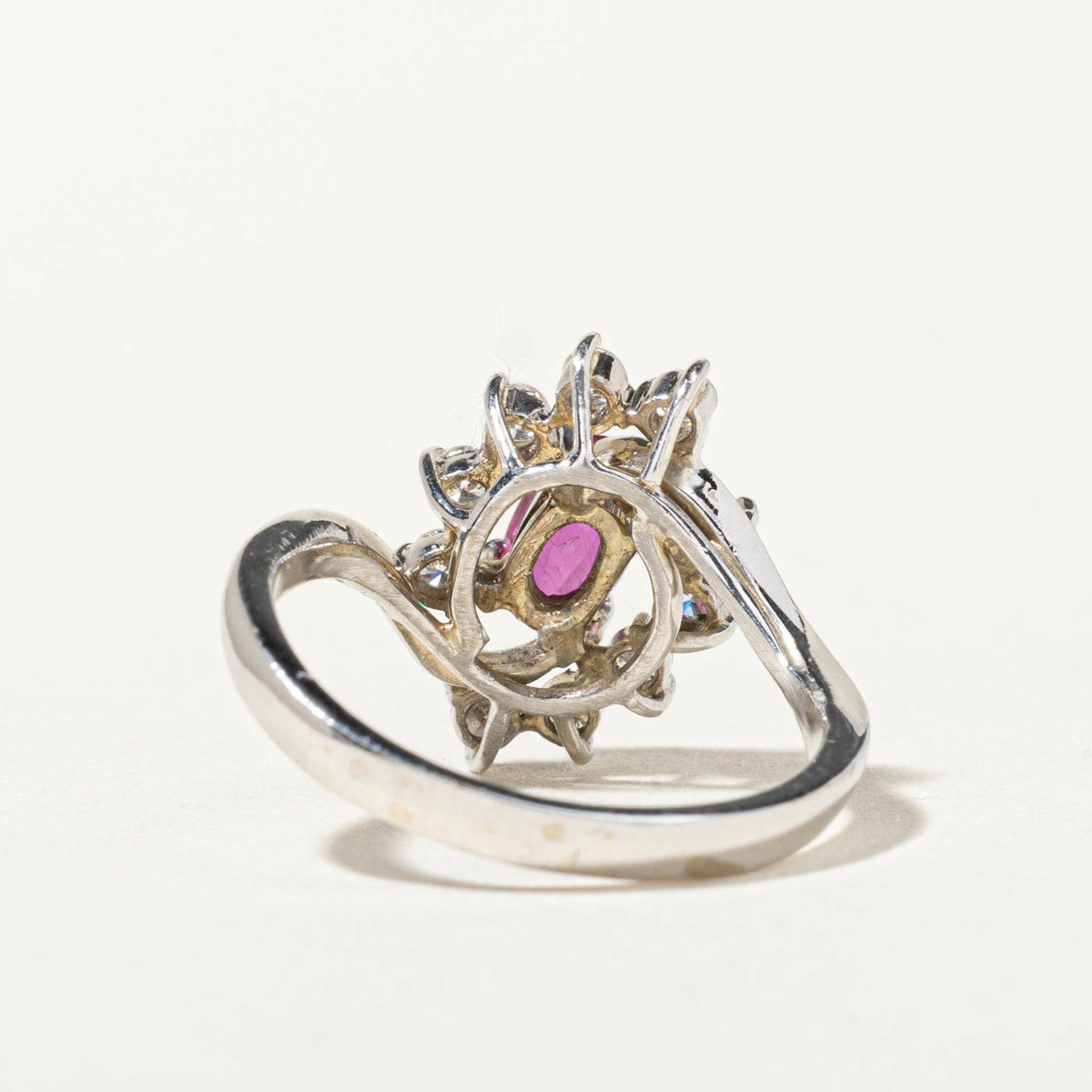 14k Ruby & Diamond Petal Halo Bypass Ring | 0.44ct, 0.33ctw | SZ 6