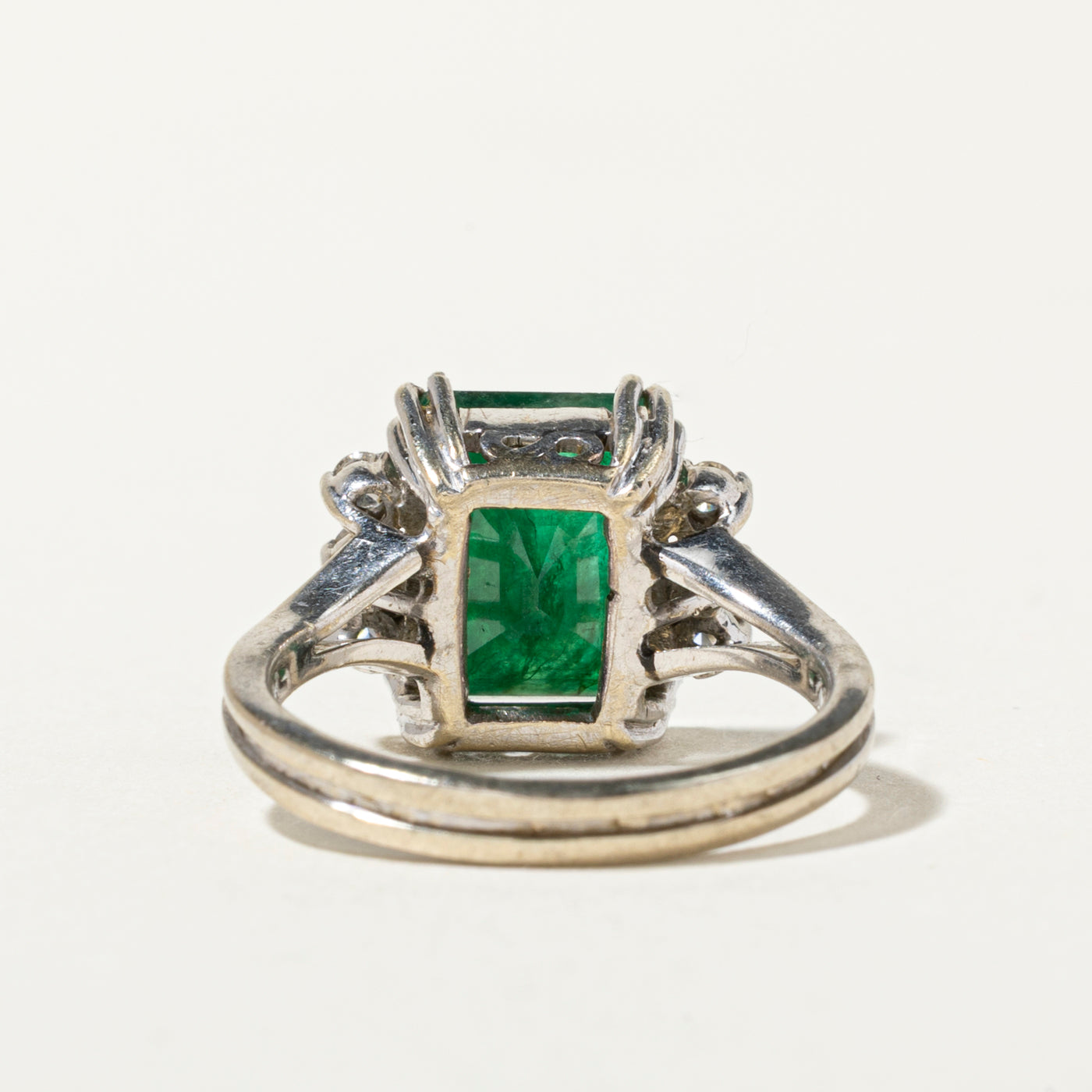 14k Basket Set Emerald & Diamond Ring | 3.34ct, 0.20ctw | SZ 6