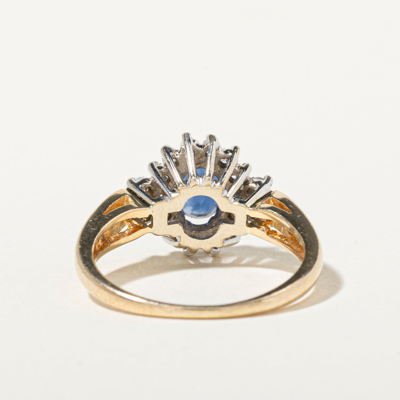 14k Sapphire & Diamond Petal Cluster Ring | 0.65ct, 0.52ctw | SZ 6.5