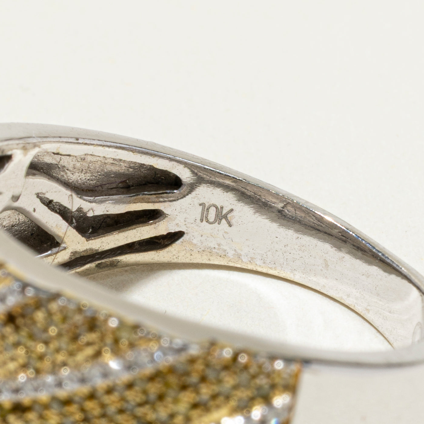 10k Pave Set Yellow & White Diamond Rising Sun Ring | 0.88ctw | SZ 9.25