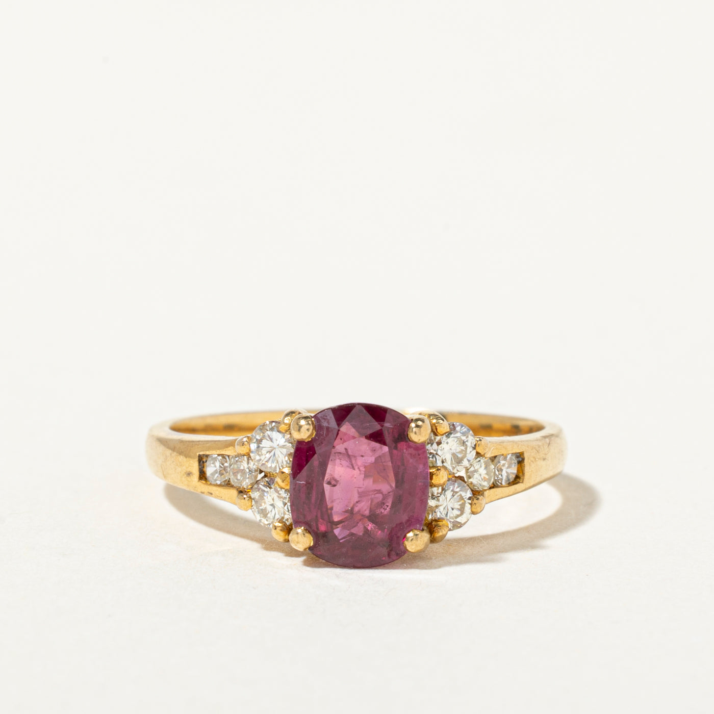 18k Ruby & Diamond Cathedral Ring | 1.17ct, 0.30ctw | SZ 7.25