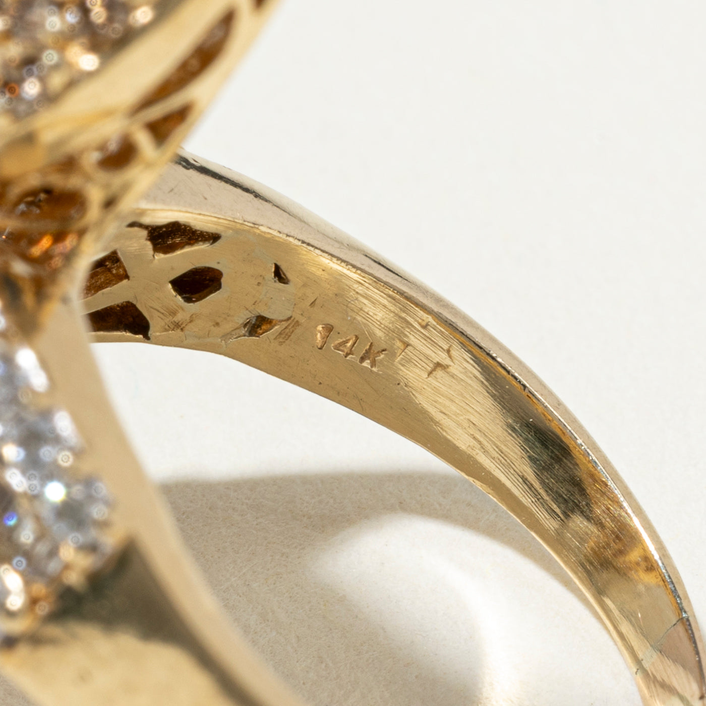 14k Diamond Cluster Crossover Cocktail Ring | 1.50ctw | SZ 8.5